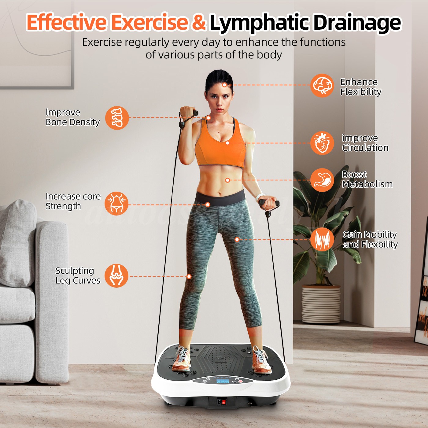 Vibration Plate Exercise Machine 200 Speeds Whole Body Workout Vibrate Platform