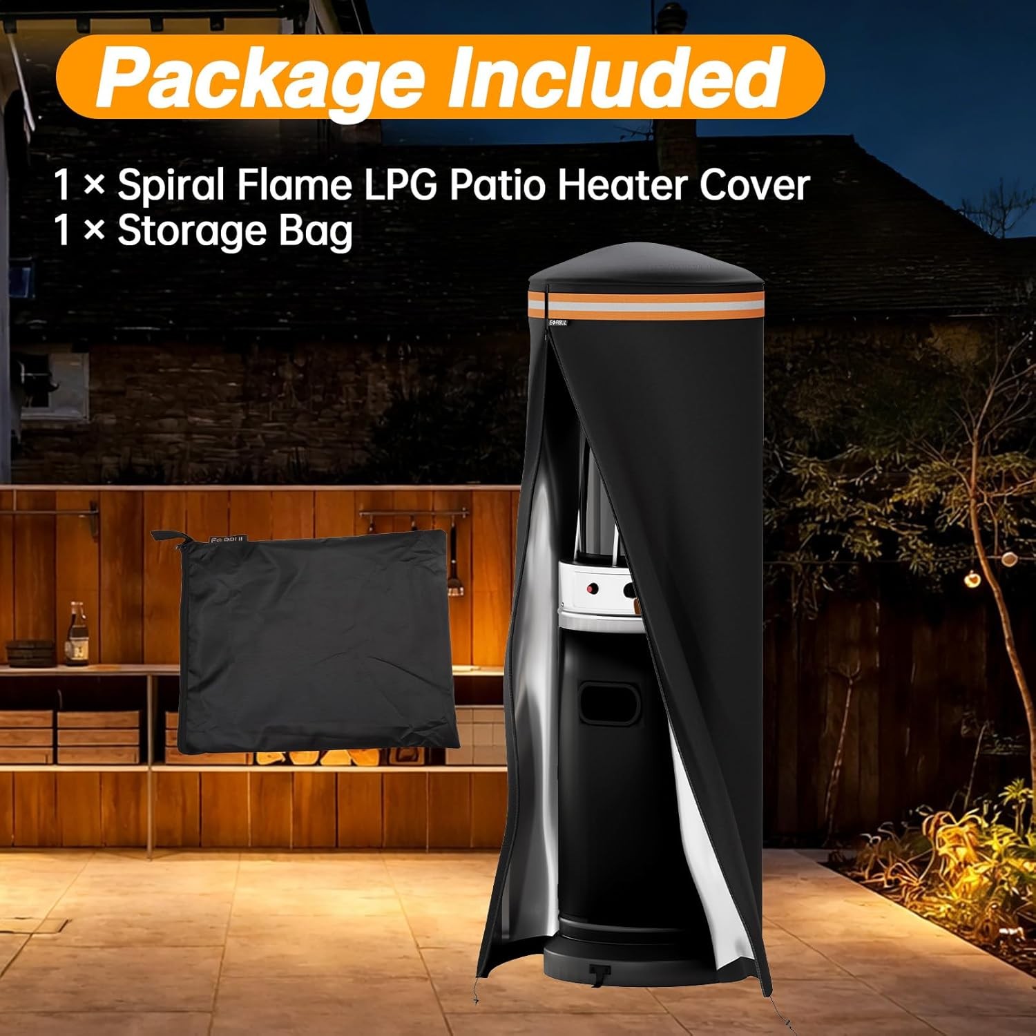 1x Full-Length Outdoor Patio Heater Cover for Spiral Flame LPG Patio Heaters