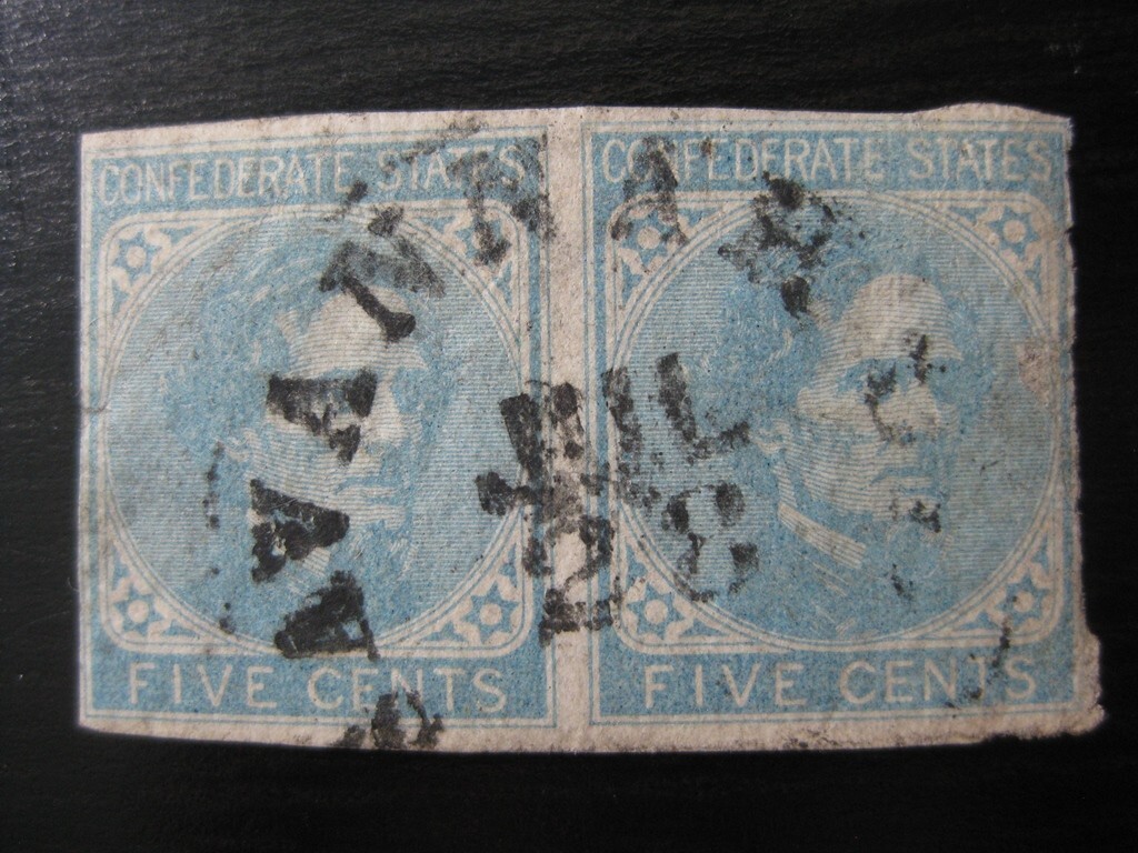 CONFEDERATE STATES CSA Sc. #6 scarce used stamp pair!