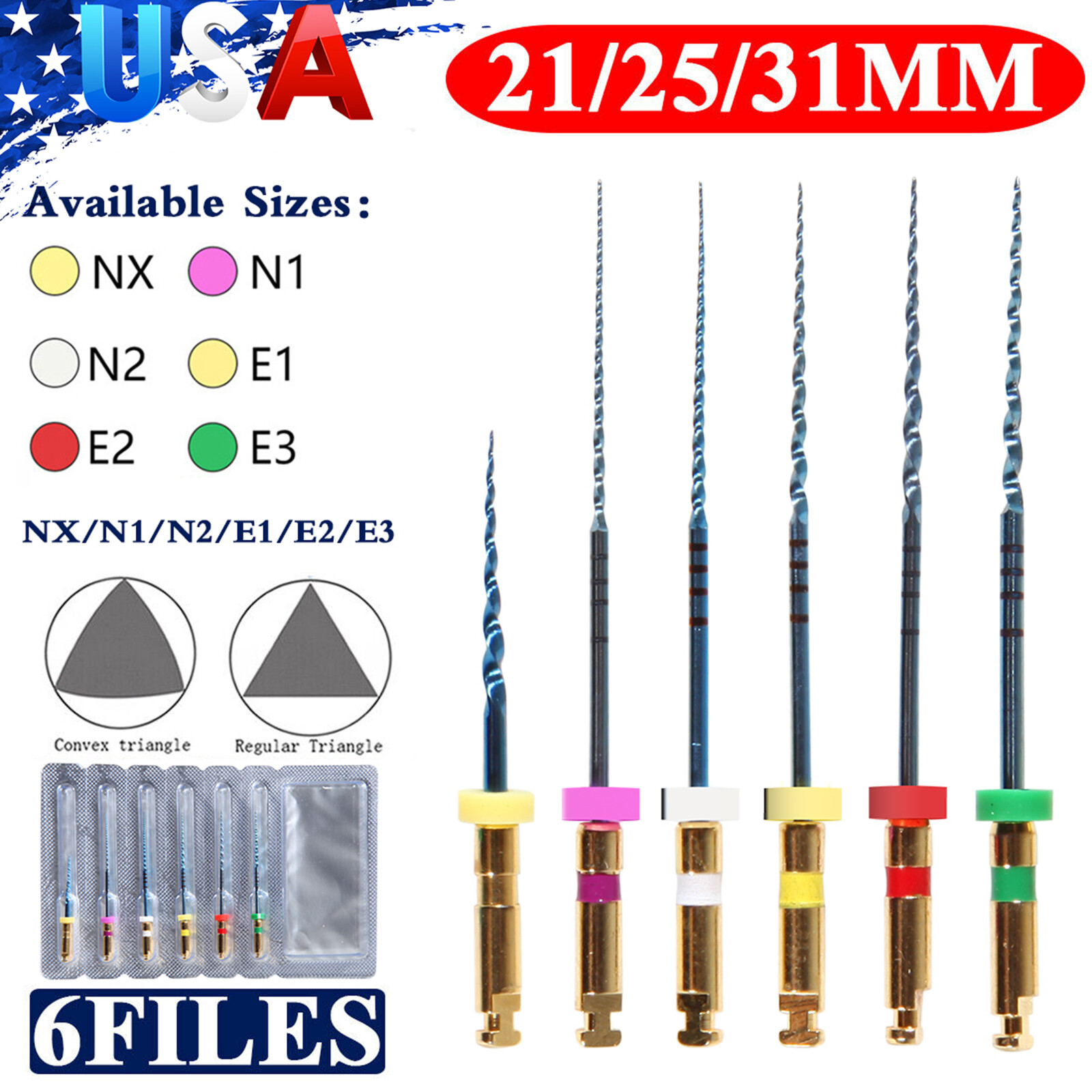 USA Dental NiTi Super Files Rotary Endodontic Endo Motor Root Canal 21/25/31MM