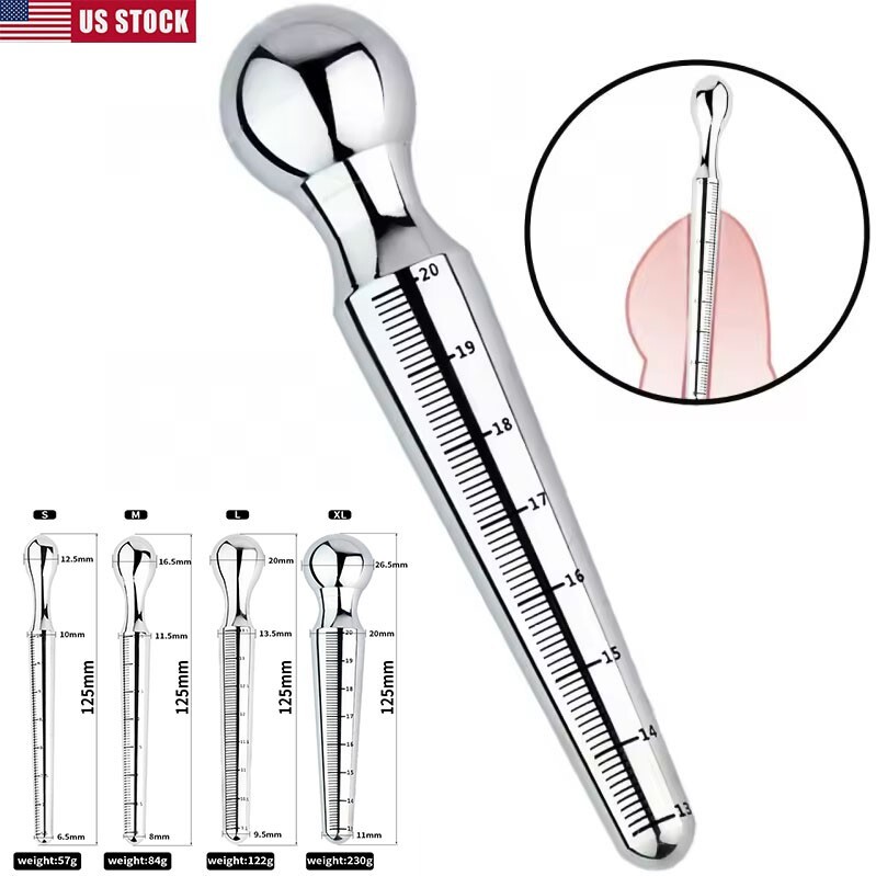 FRRK Male Stainless Steel Penis Plug Urethral Sounding Dilator Penis Stretcher