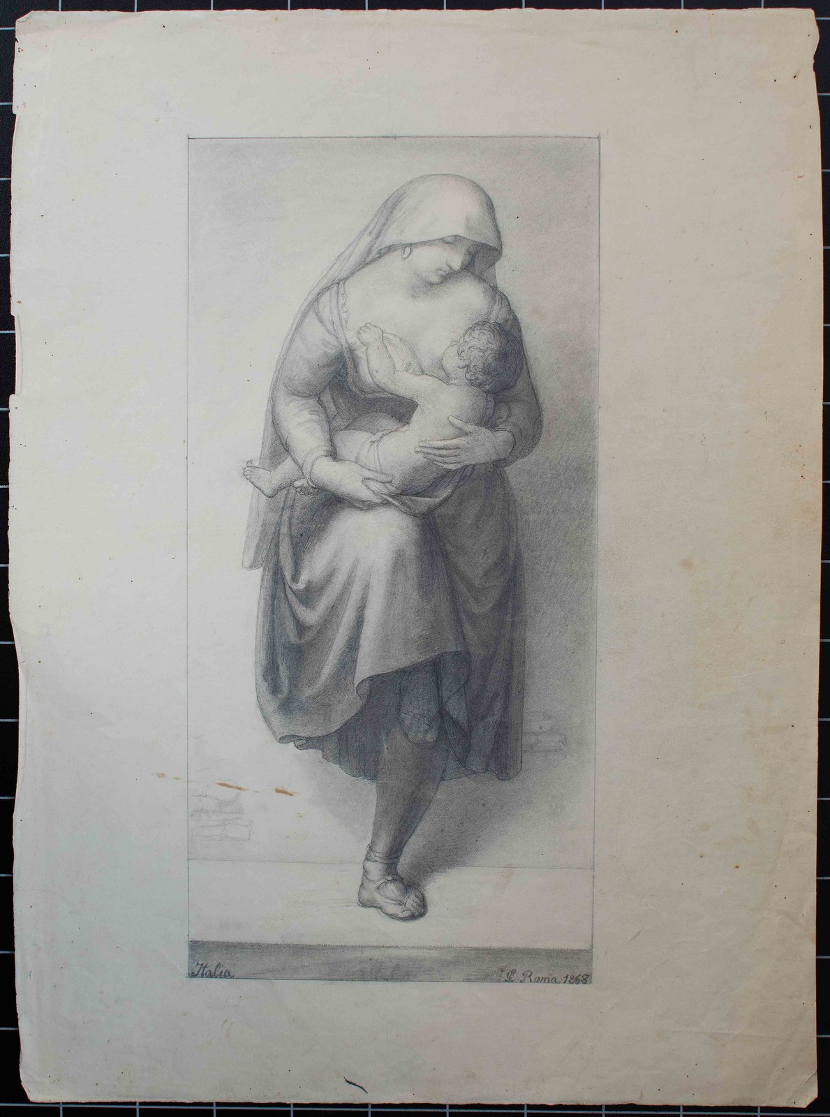 Mother Child Allegory Nazarene Classicism Johann Christian Lotsch Lead 1868