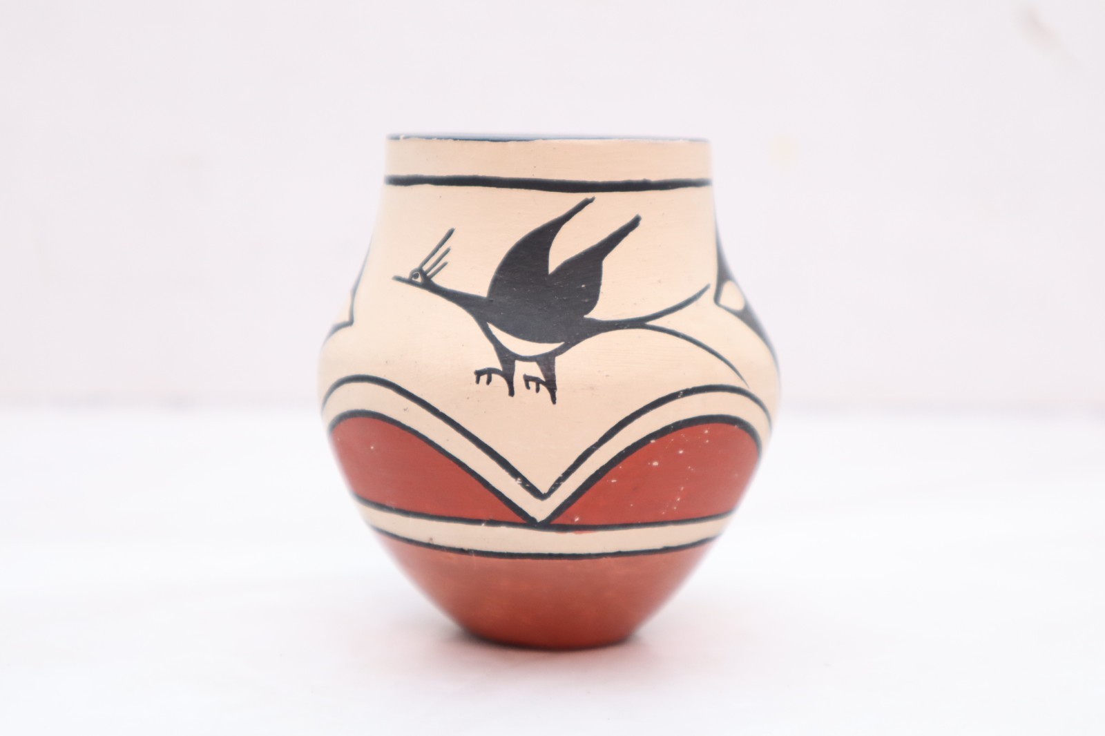 Native American polychrome Zia Pueblo Pottery jar Pictorial bird Jug Pot VTG