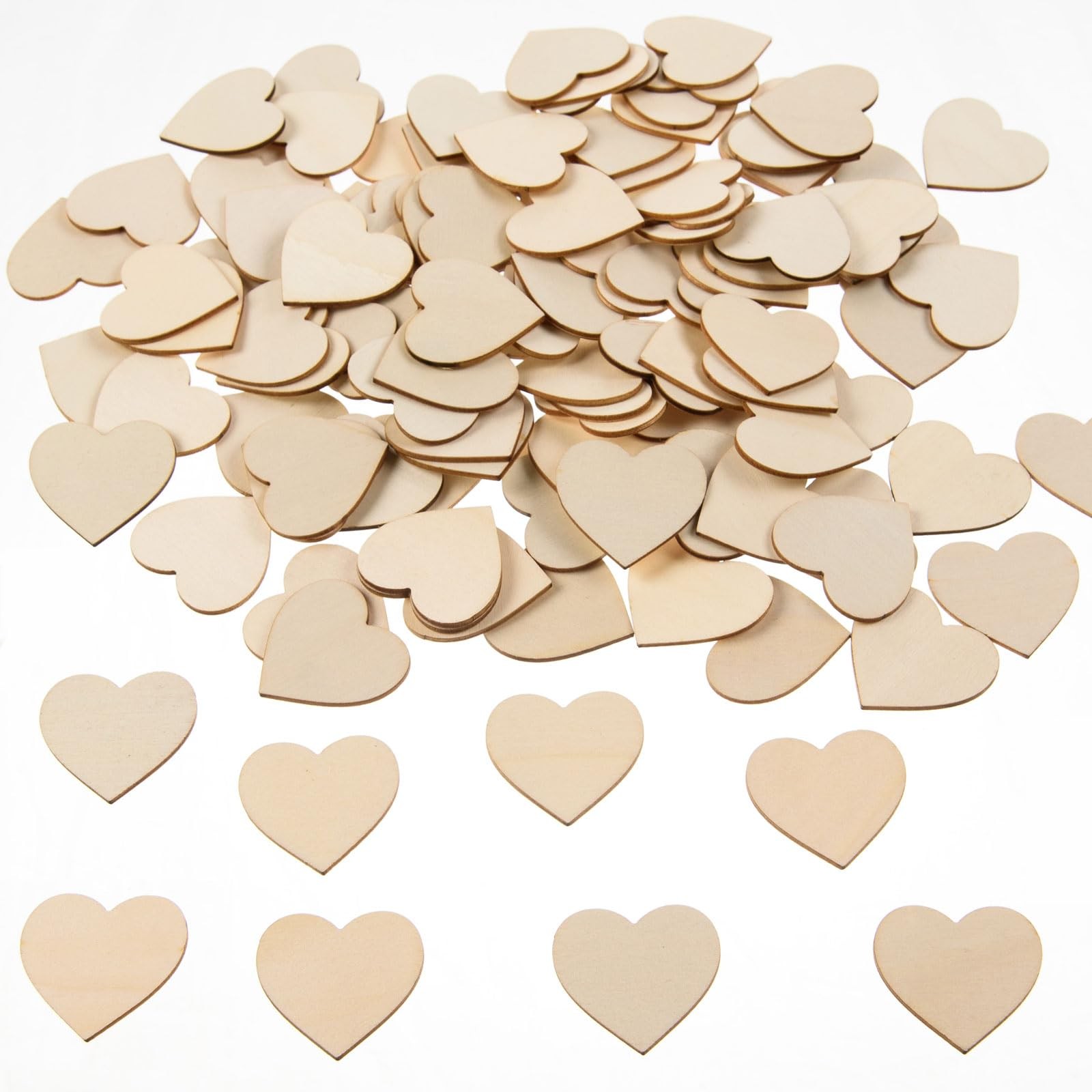 Wooden Hearts 120 Pcs 1.5 Inch Unfinished Cutouts DIY Craft Wedding Guest Book