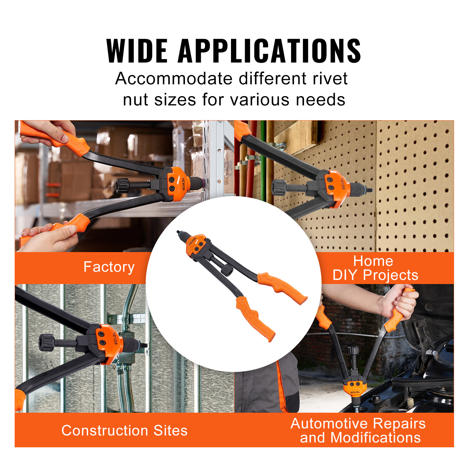 VEVOR Rivet Nut Tool 16in Rivnut Tool Kit 13 PCS Mandrels and 186 PCS Rivet Nuts