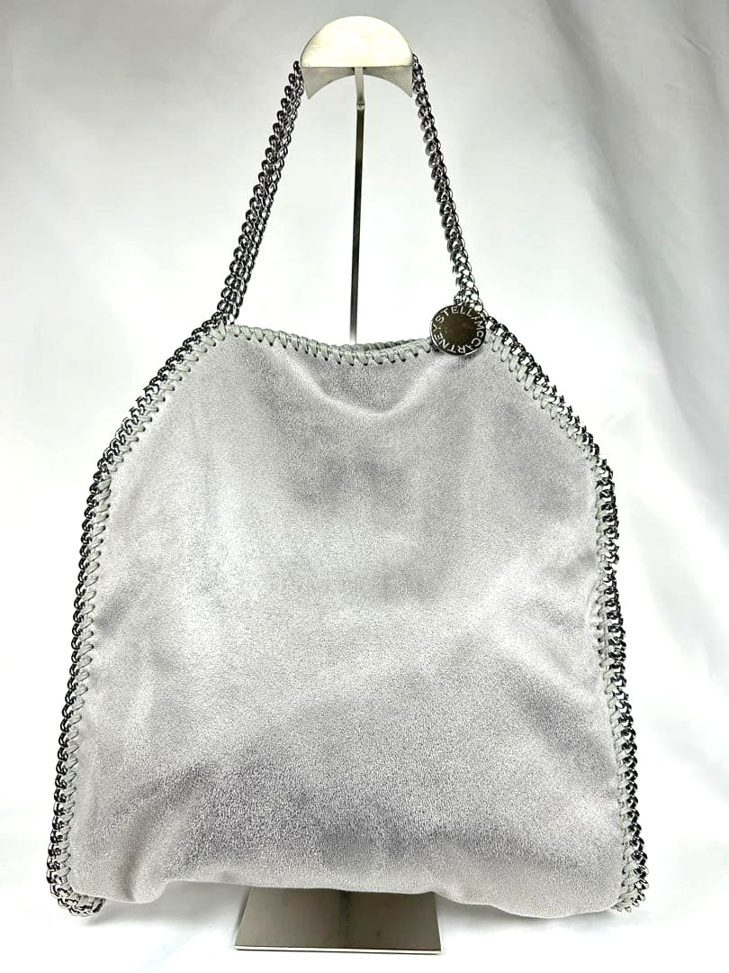 Stella Mccartney Falabella large Fold over Tote Gray Leather Shoulder bag 122611