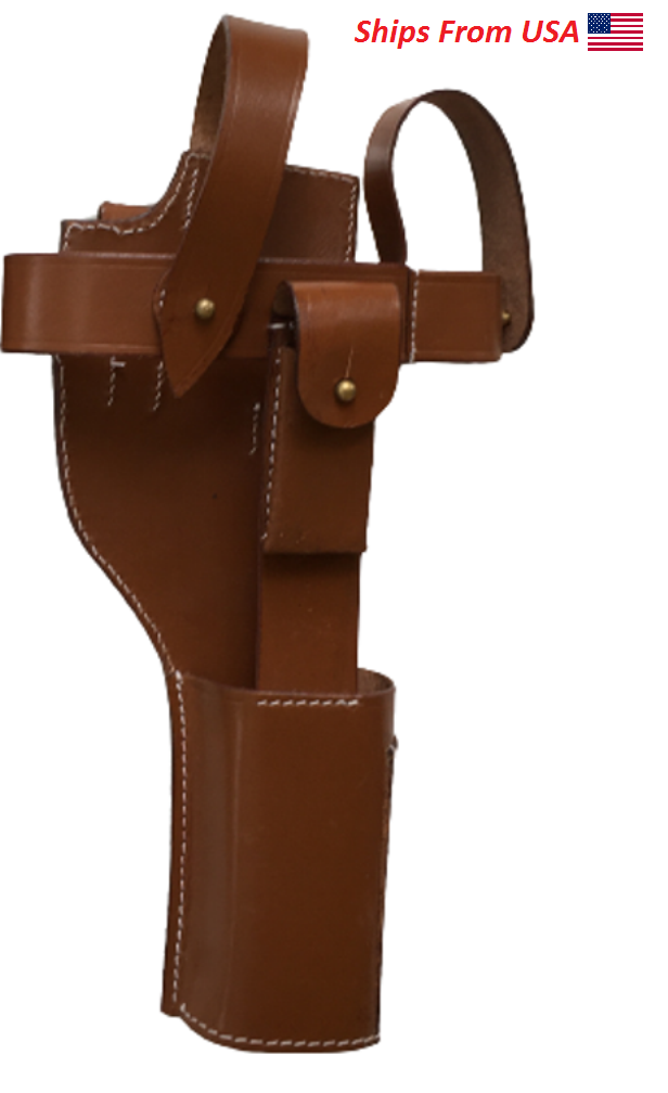 German WWI Mauser C-96 Broomhandle Holster Rig - DARK TAN