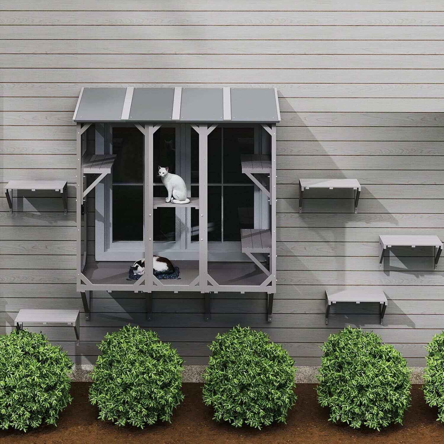 Petscosset Cat Catio Expandable Window Box Enclosure for Multiple Indoor Cats