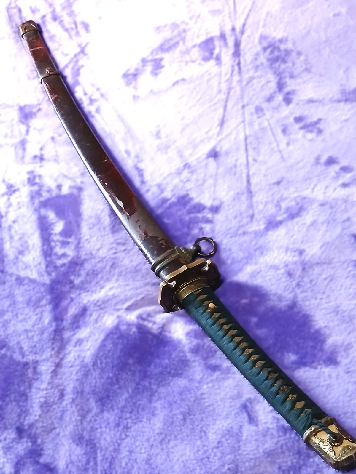 WWII Japanese Ofiicer's Showato Sword Signed "Fukumoto Amahide" with Tachi Tsuka