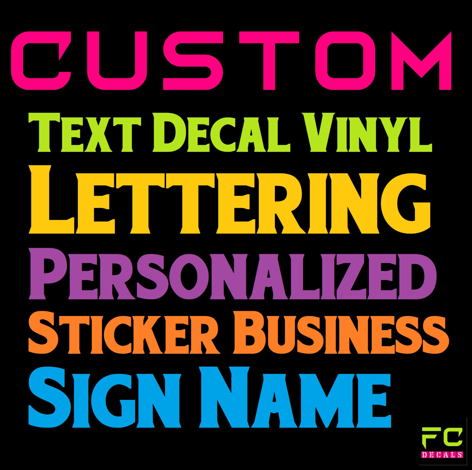 Custom Text Vinyl Lettering Sticker Decal Personalized -ANY TEXT - ANY NAME - [2