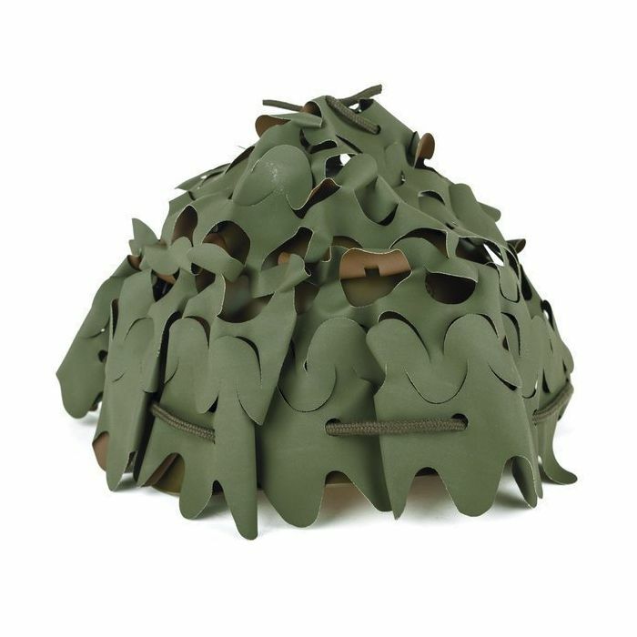 Authentic French Army Woodland Camo Helmet Net Cover Reversible Salade leaf