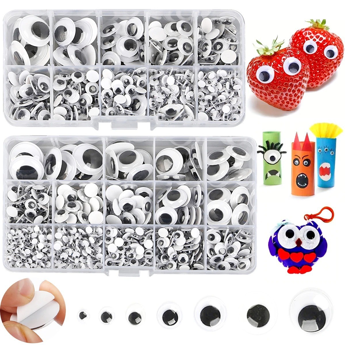 100/200/550 Pieces Wiggle Googly Eyes Self Adhesive (Assorted Sizes) Craft
