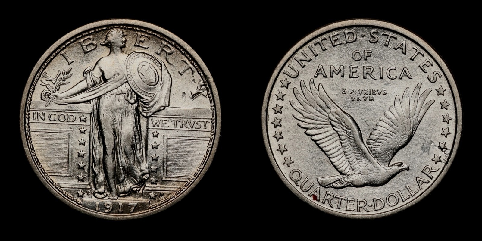 1917-D Type 1 Standing Liberty Quarter Denver US Mint American Coin - Excellent