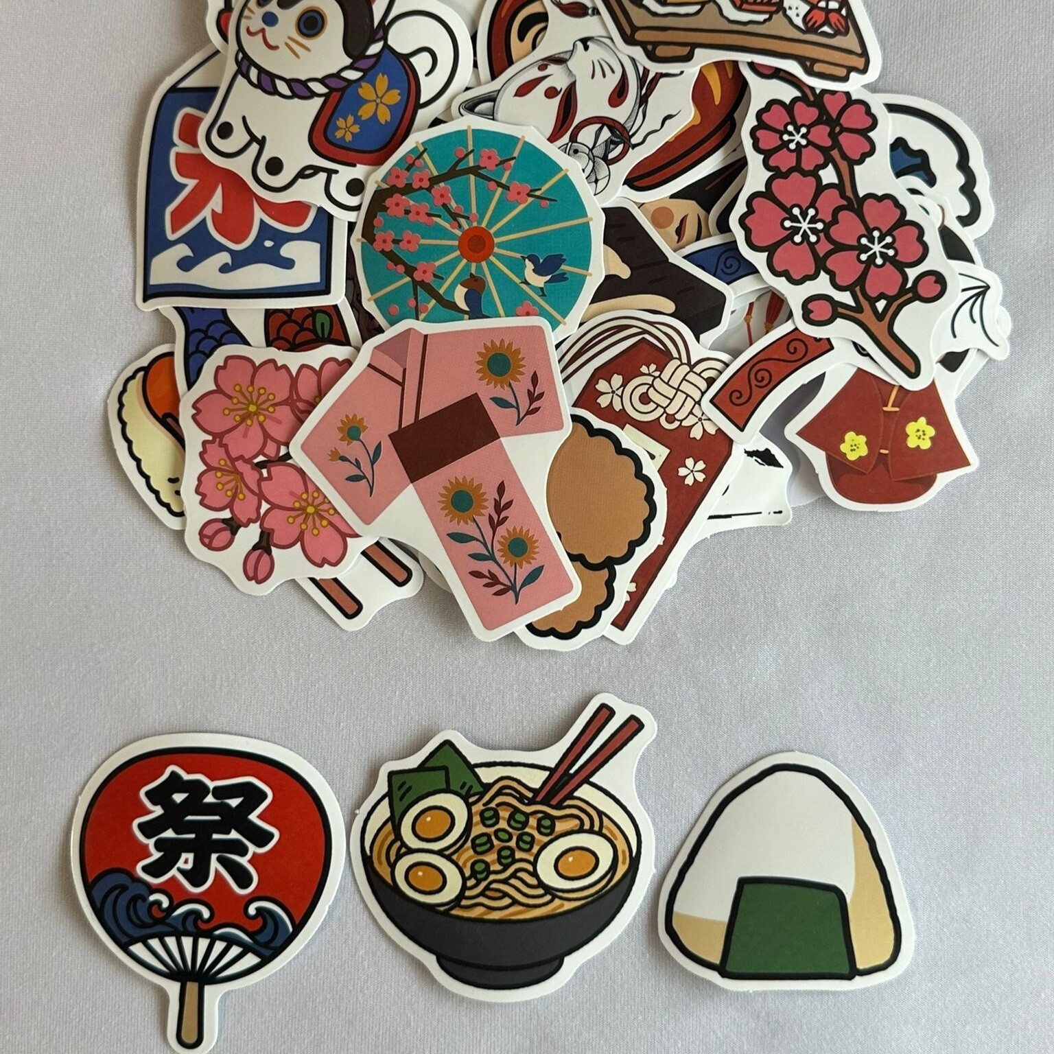 Ship to Japan only] Japan cultural stickers 3pcs 日本文化ステッカー お試し3枚セット 送料無料 即評価します