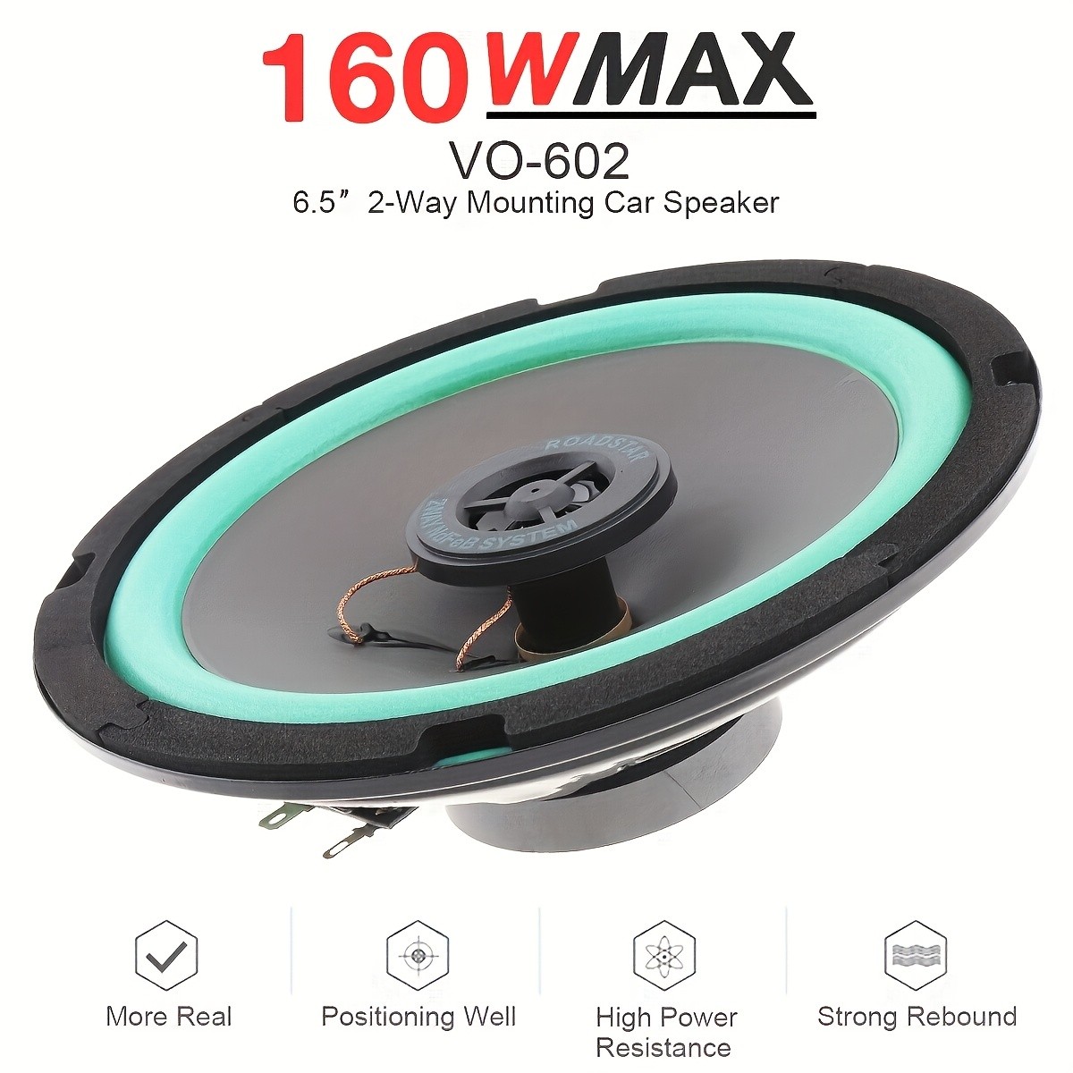 Two 6.5Inch 160W Coaxial Car Audio Speakers 2 Way HIFI Stereo Sound Door Speaker