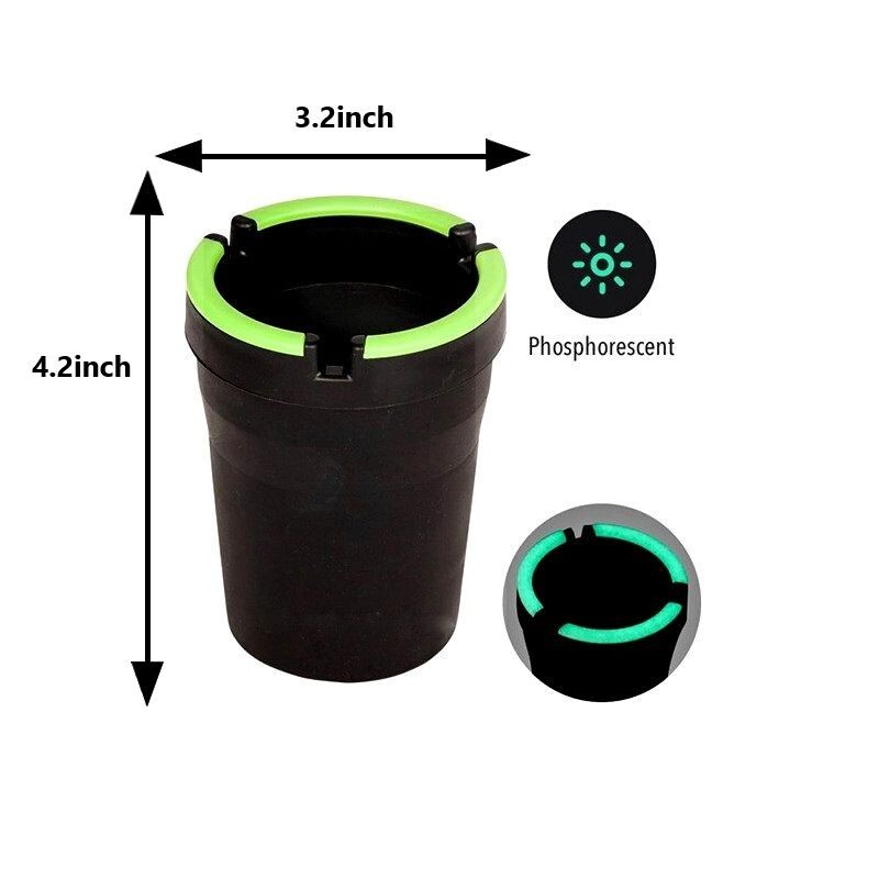 😎 2 X LUMINOUS BUTT BUCKET ASHTRAY 💜💚💛 CAR CUP HOLDER PORTABLE ( 2 PACK )