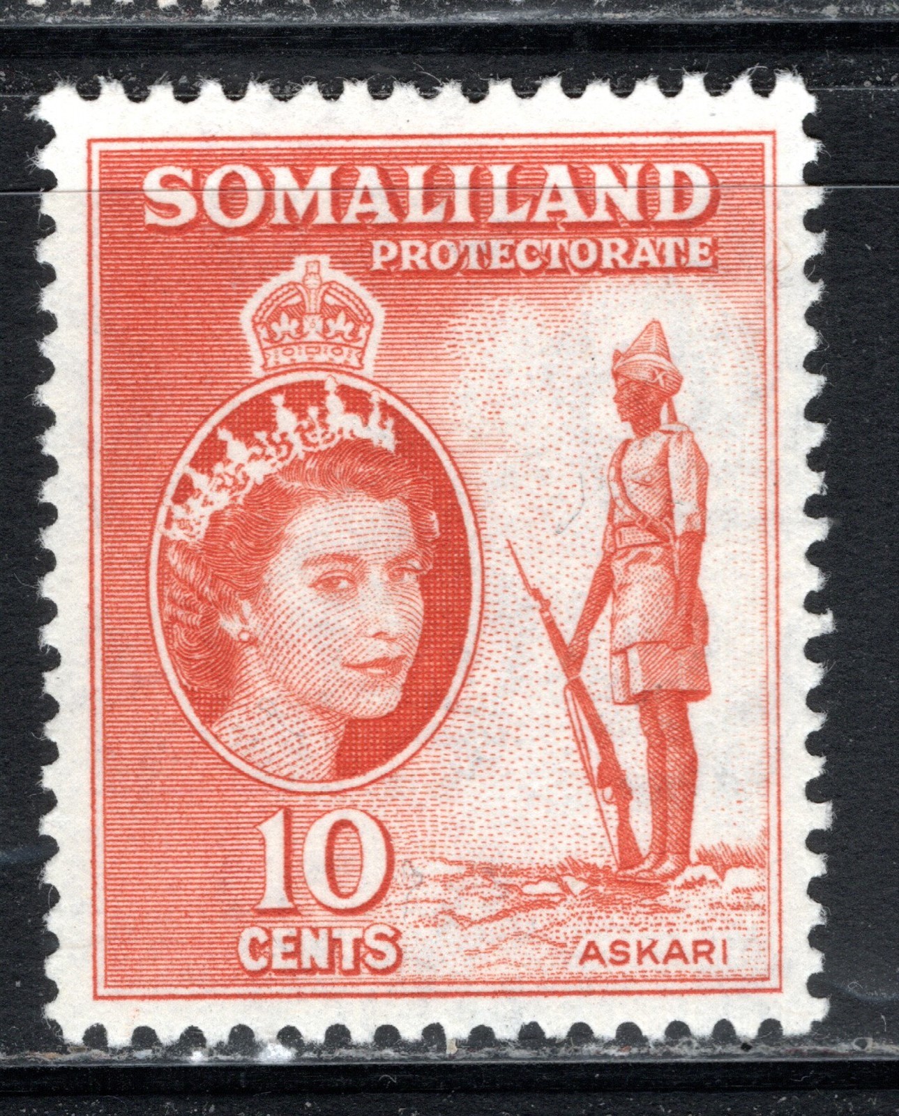 Somaliland Protectorate Stamp Scott #129, 10c, Askari Militiaman, MNH, SCV$2.50