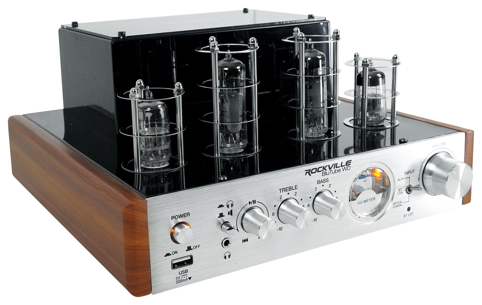 Rockville Blutube WD 70w Bluetooth Tube Amplifier/Home Stereo Receiver 2-Tone