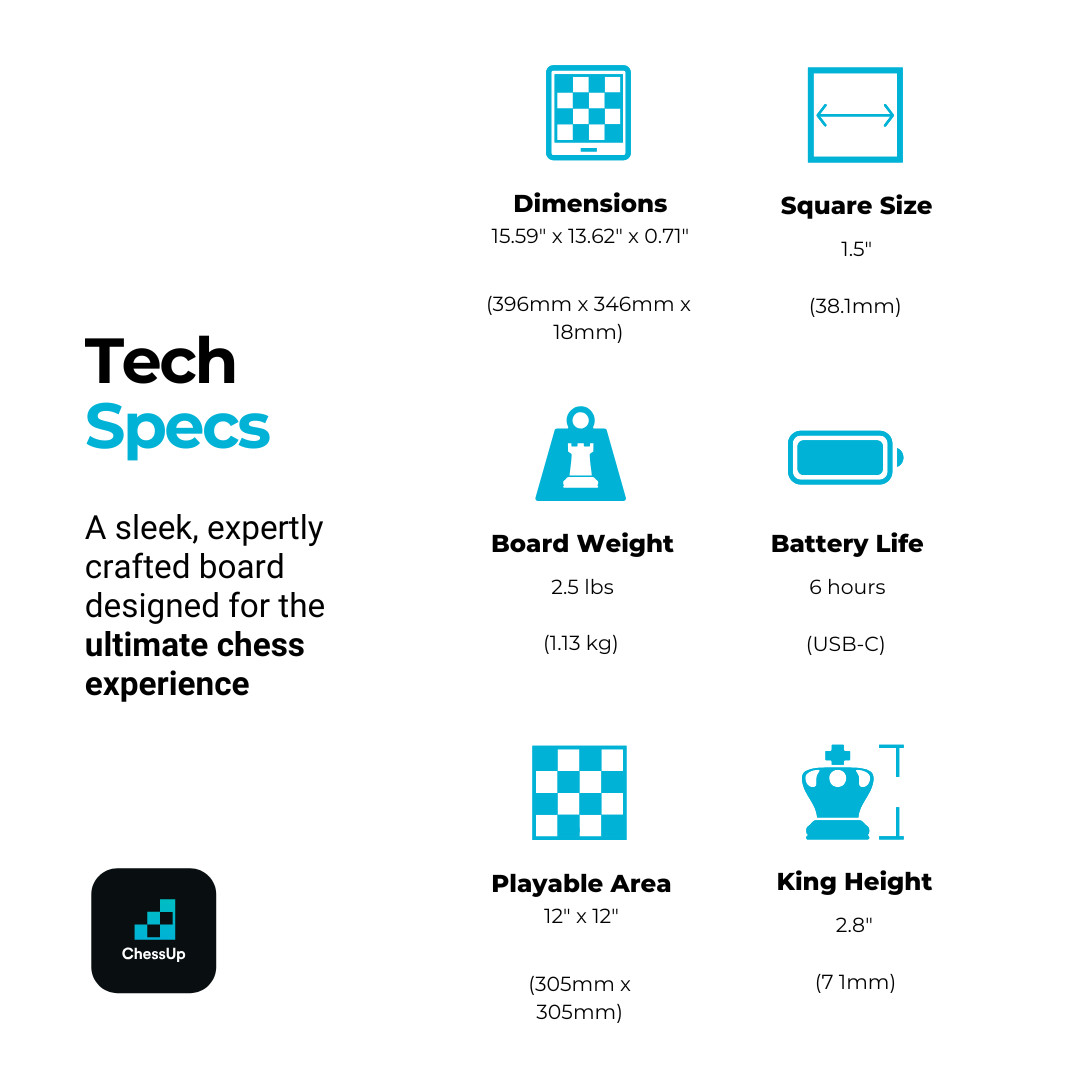 ChessUp 2 Refurbished BUNDLE Electronic Chessboard & Carry Bag + Piece Sacks