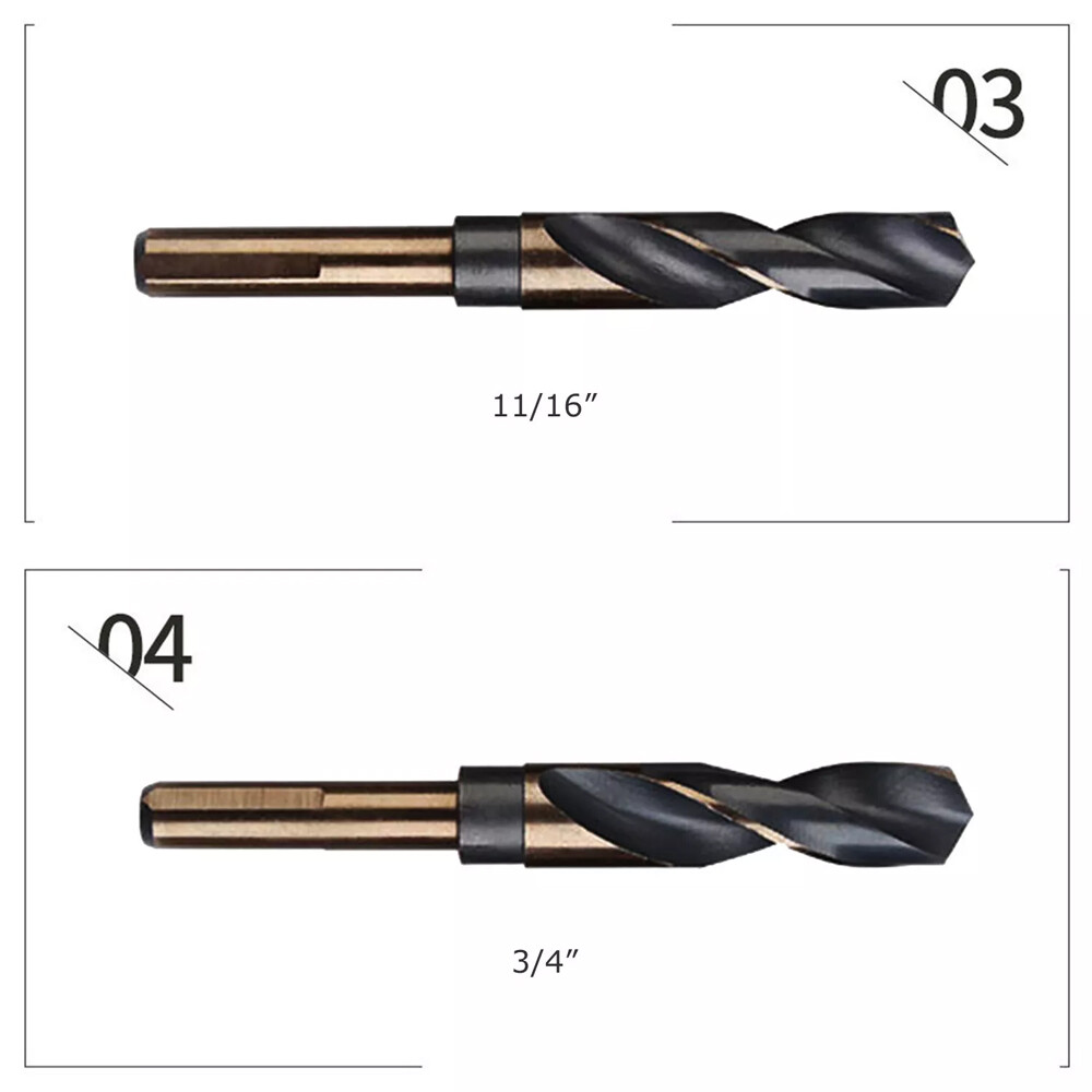 8pc HSS Cobalt Silver & Deming Drill Bits Set, Large Size 9/16" to 1", Reduced 1