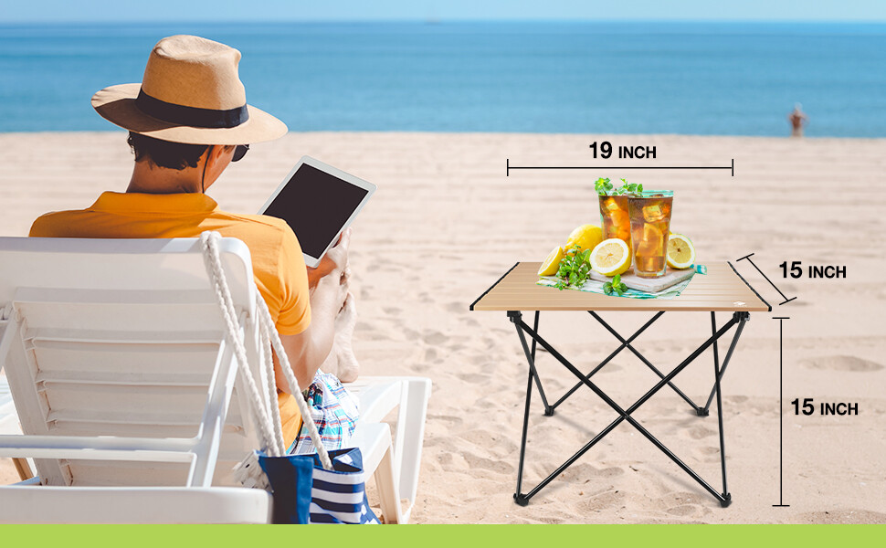 VILLEY Ultralight Camping Side Table Folding Beach Table 16''/19''/24'' with Bag