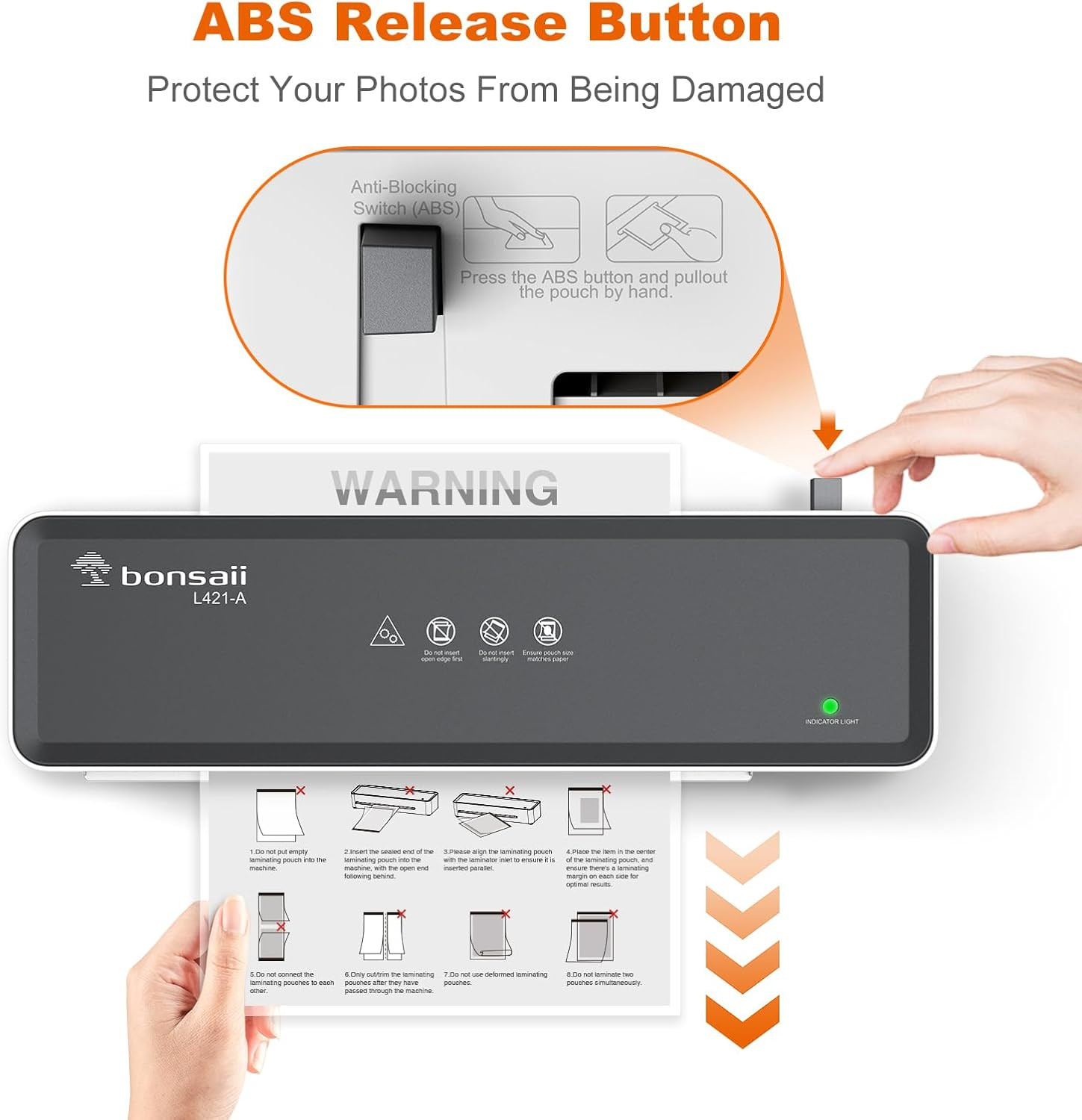 Laminator Machine with 5 Laminating Sheets, 9 Inch Thermal Laminating Machine fo