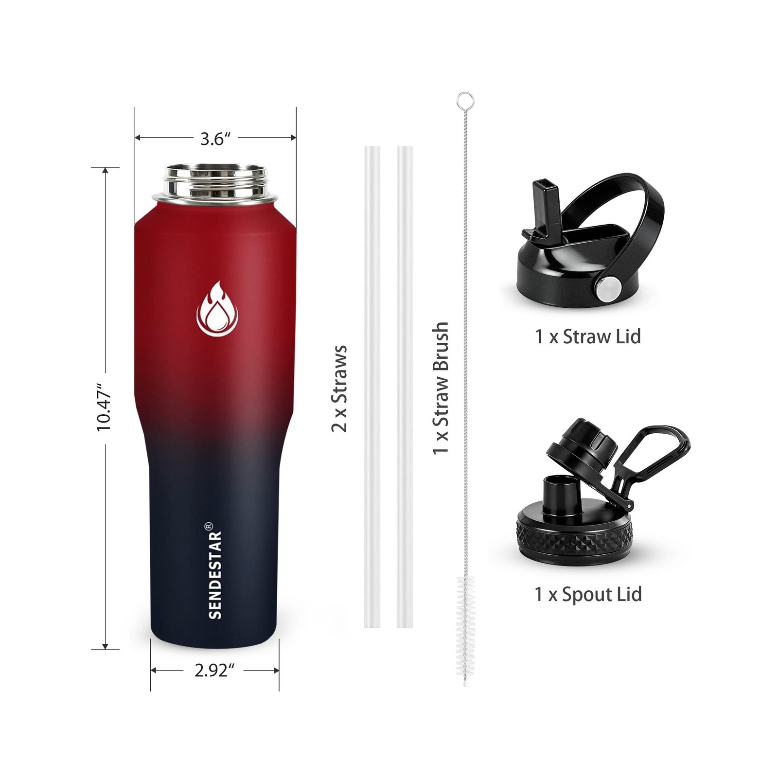 SENDESTAR 32oz Water Bottle Wide Mouth Stainless Steel Vacuum Insul... Fast Ship