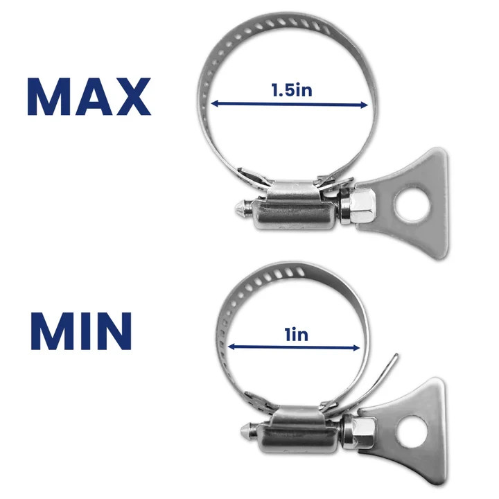 2pc Stainless Steel Adjustable Clamps with Carabiner Clips for Flag Pole Display