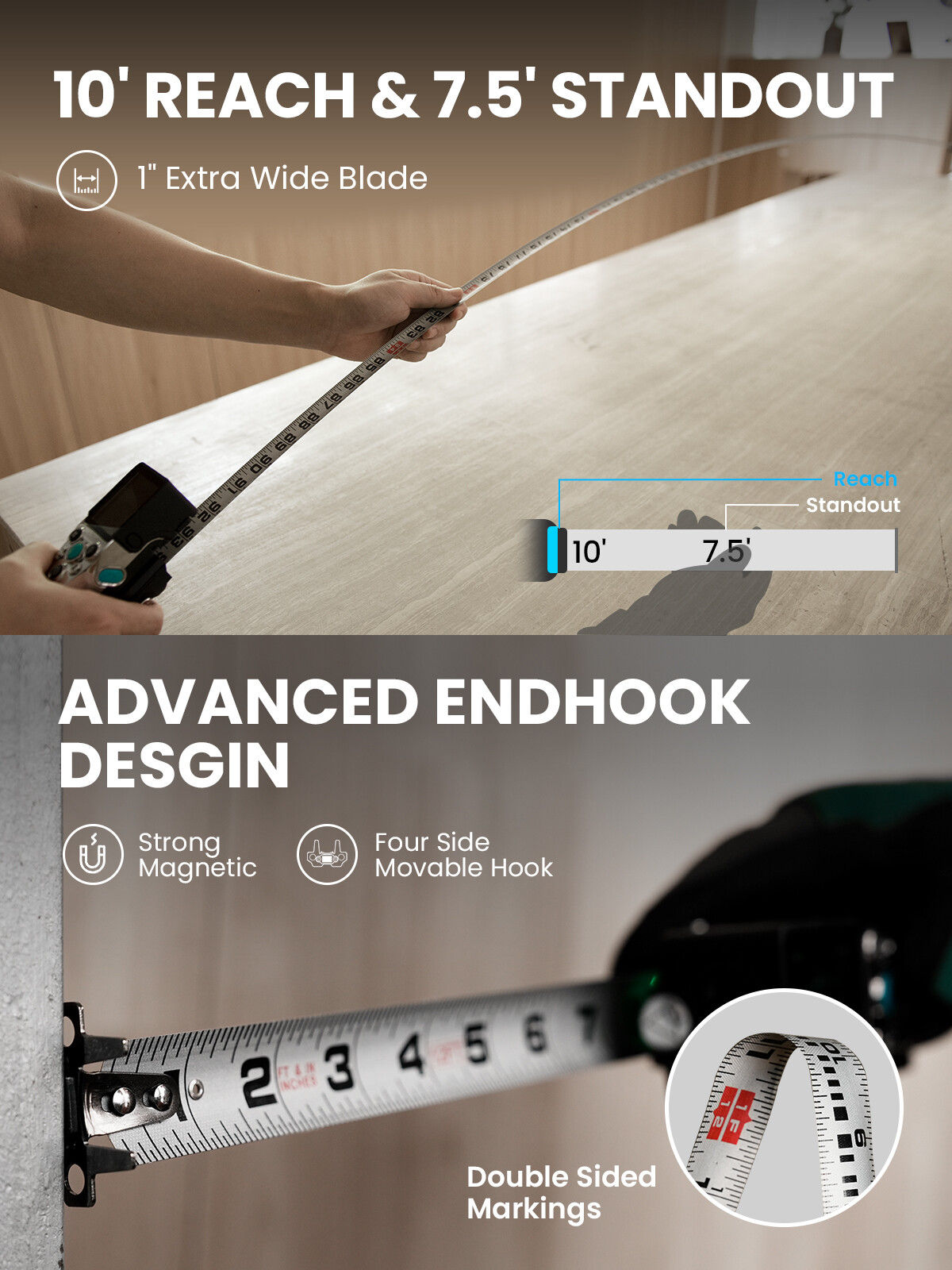 Mileseey 330 FT Digital Tape Measure with Green Laser Replaceable Blades Tape