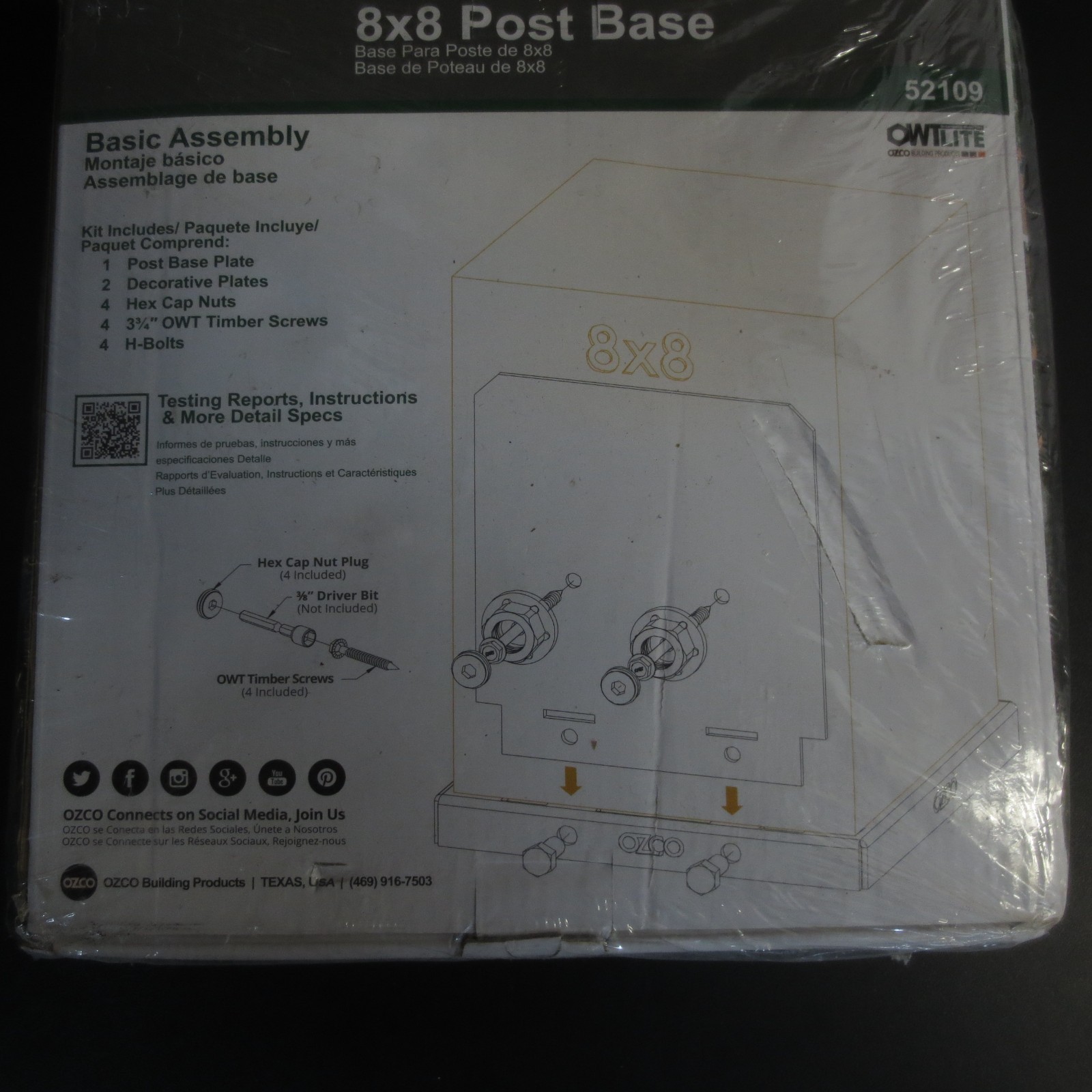 Ozco Ironwood Lite 8x8 Post Base Kit - 52109