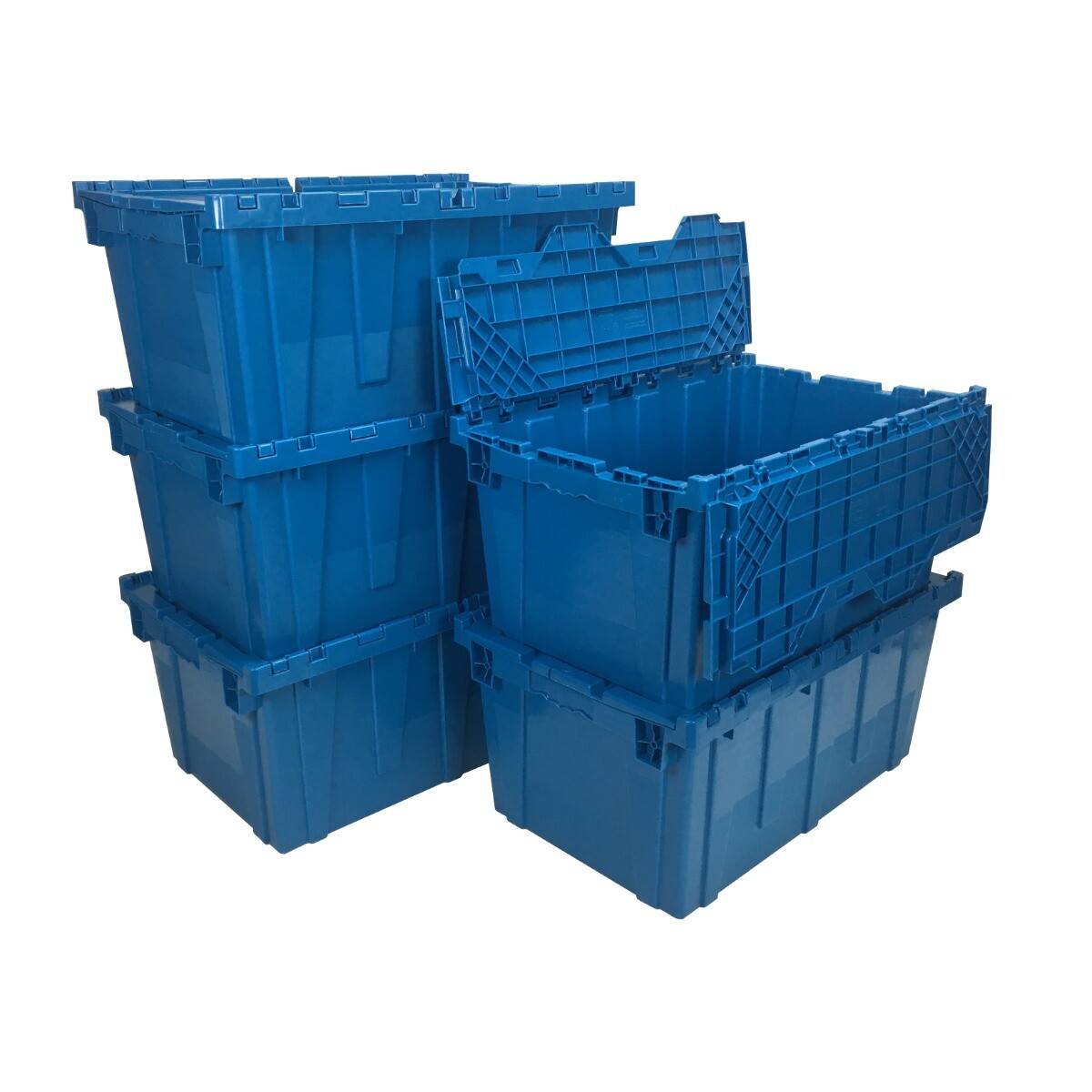 UBMOVE Storage and Packing Plastic Tote Crate Attached Lid Flip Top, 27"x16.9"x1