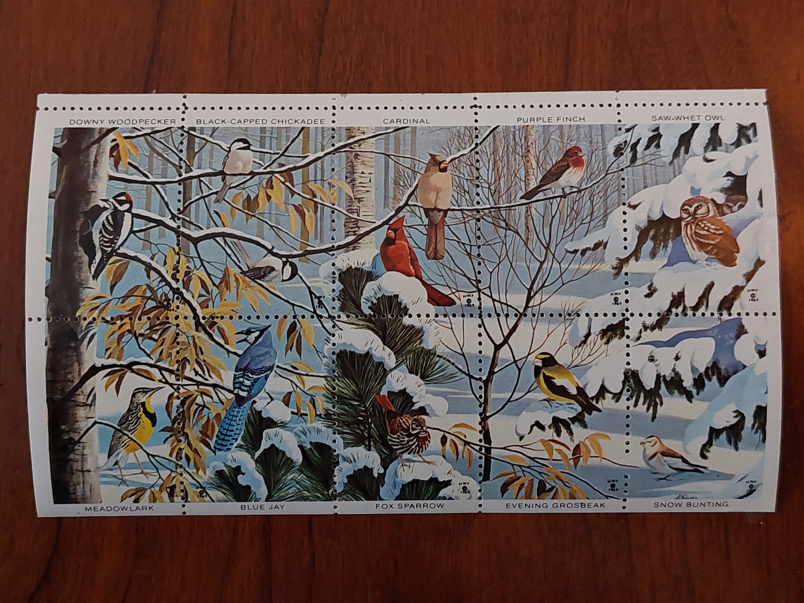 1969 National Wildlife Federation Christmas Stamps Booklet Sheet of 10 stamps