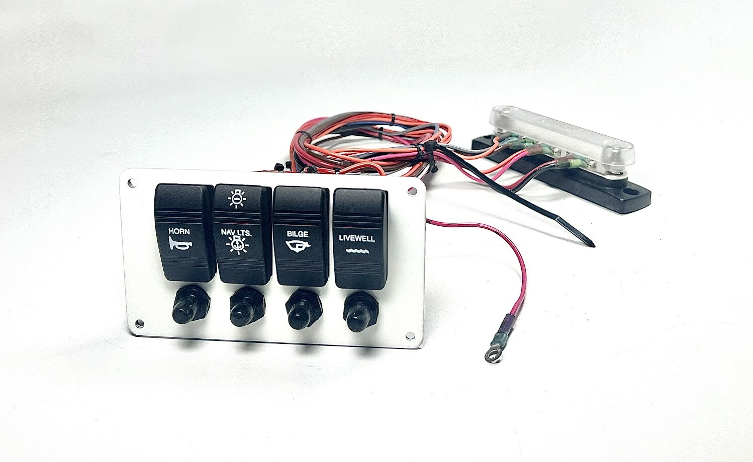 Boat Switch Panel, 4 Switch, Marine, 5 3/4in x 3 1/4in, NEW