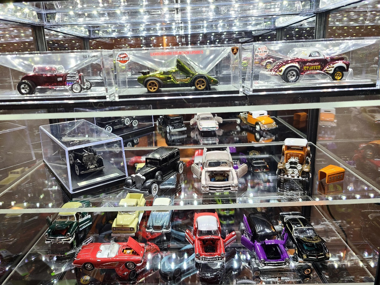 Car Display Case 4 Tier Acrylic LED Light 1/18 Model 1/24 Diecast 1/64 Cabinet