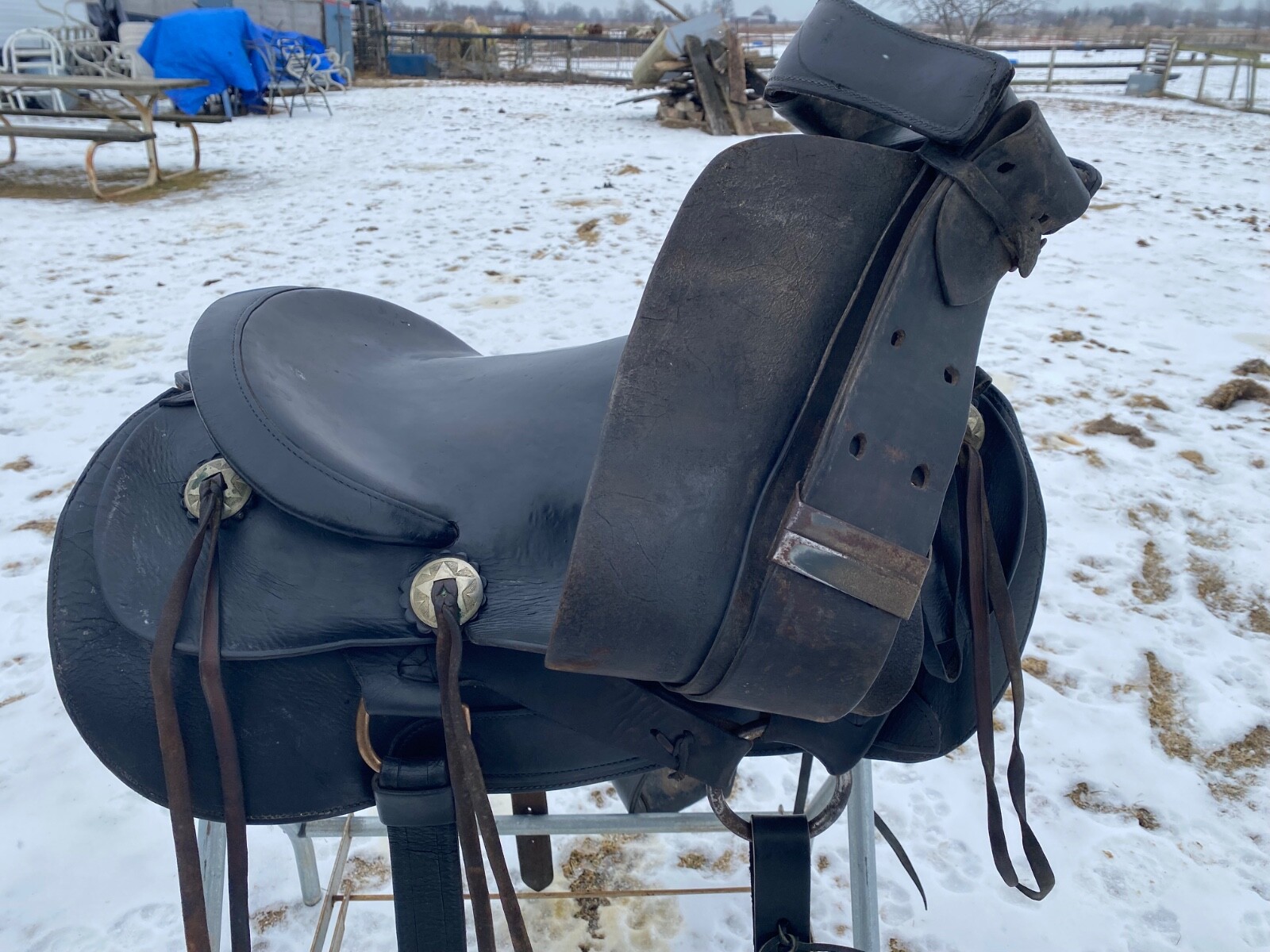 Antique/Vintage 15.5" Western Champion Walla Walla Roper slick seat saddle