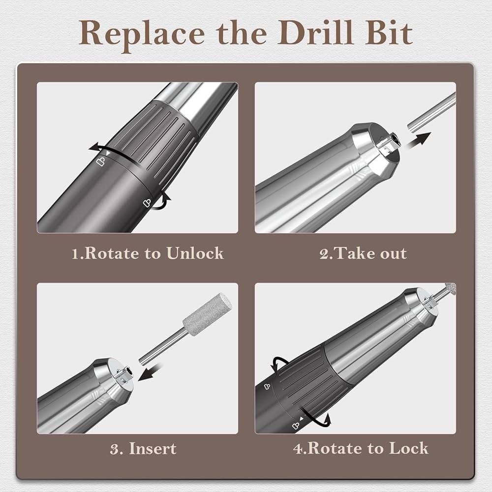 40000RPM Professional Brushless Electrical Nail Drill Portable Rechargeable Tool