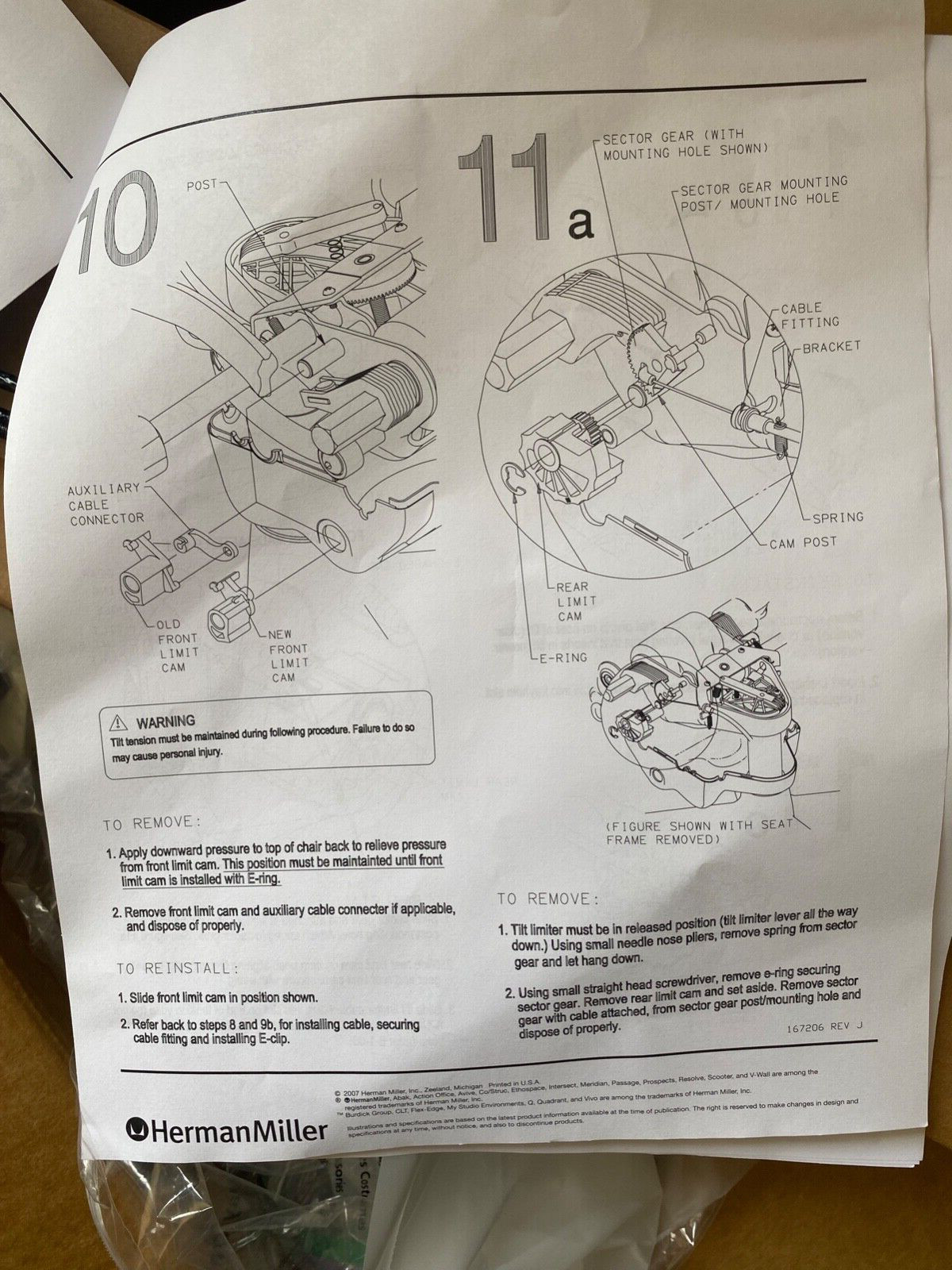 Herman Miller Aeron Chair Tilt Control Kit - New OEM (Genuine HM Parts)