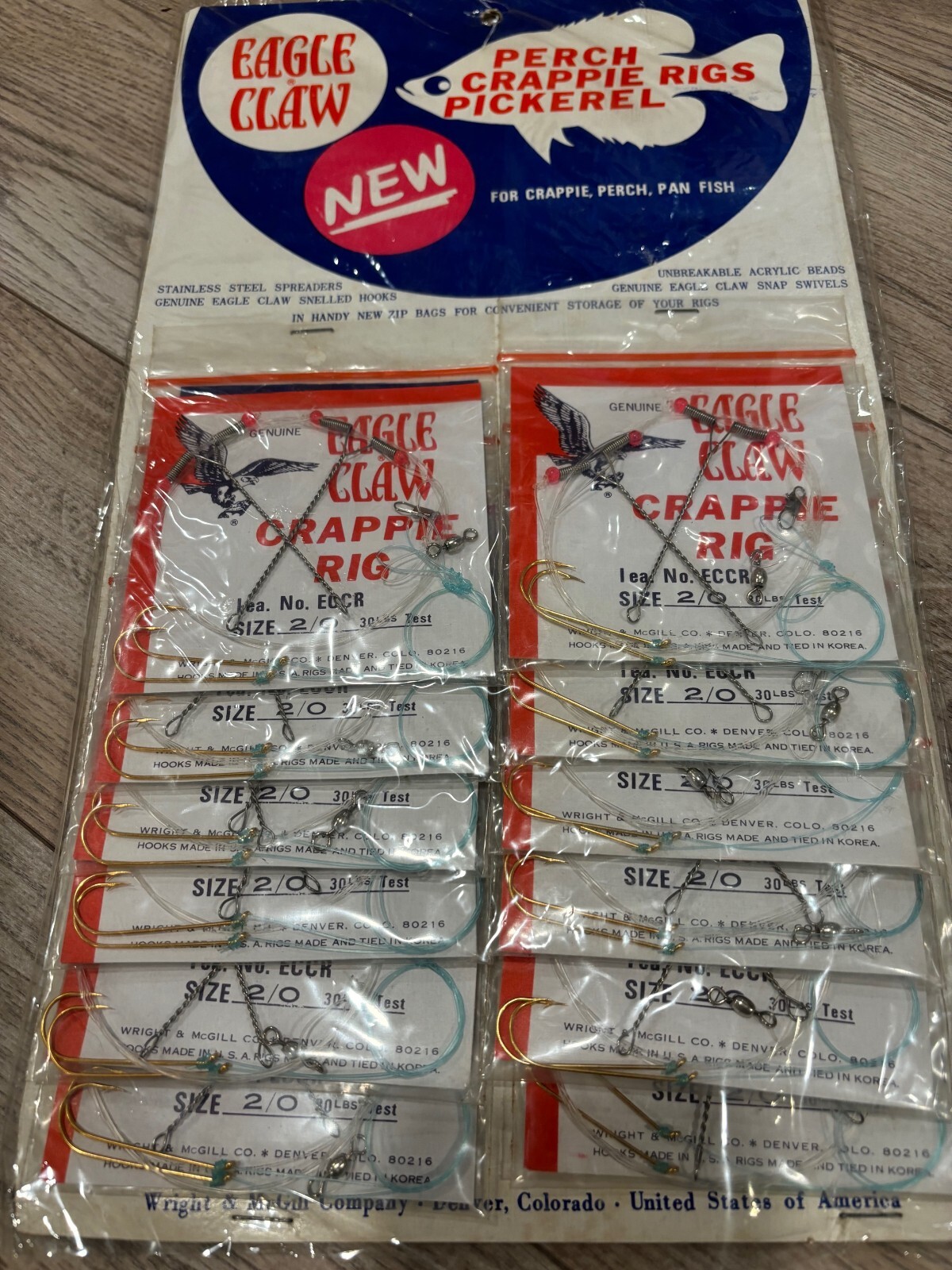 10 NEW PACKS Eagle Claw Crappie Pickerel Panfish Fishing Rigs SIZE 2/0 BULK TOO