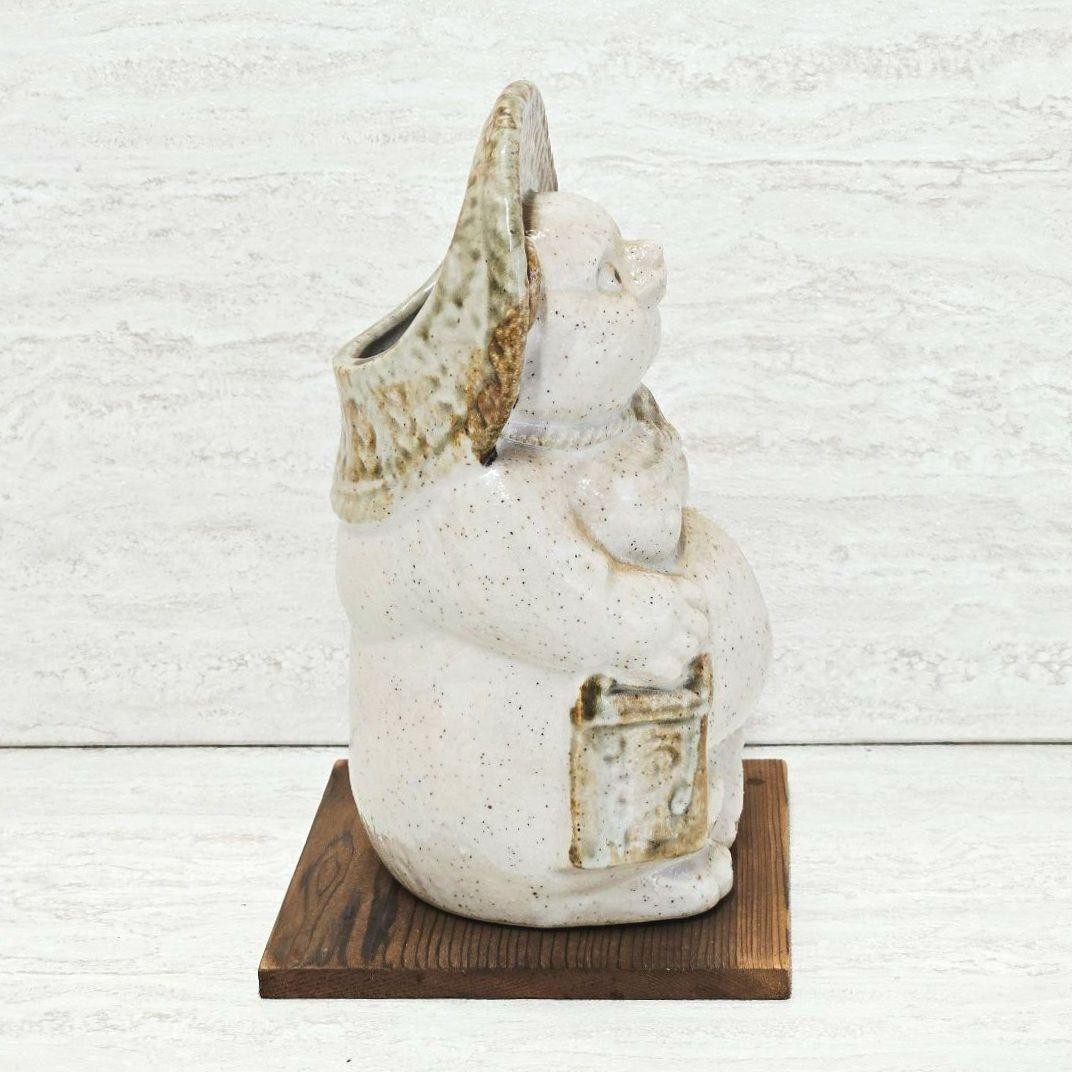 Shigaraki White Tanuki Statue Vintage Style Home Decor