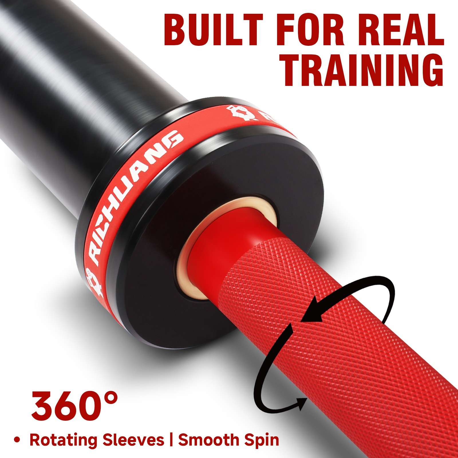 RICHUANG 5FT Olympic Barbell 28mm 2" Weight Bar 500LB Capacity A3 Steel for Gym