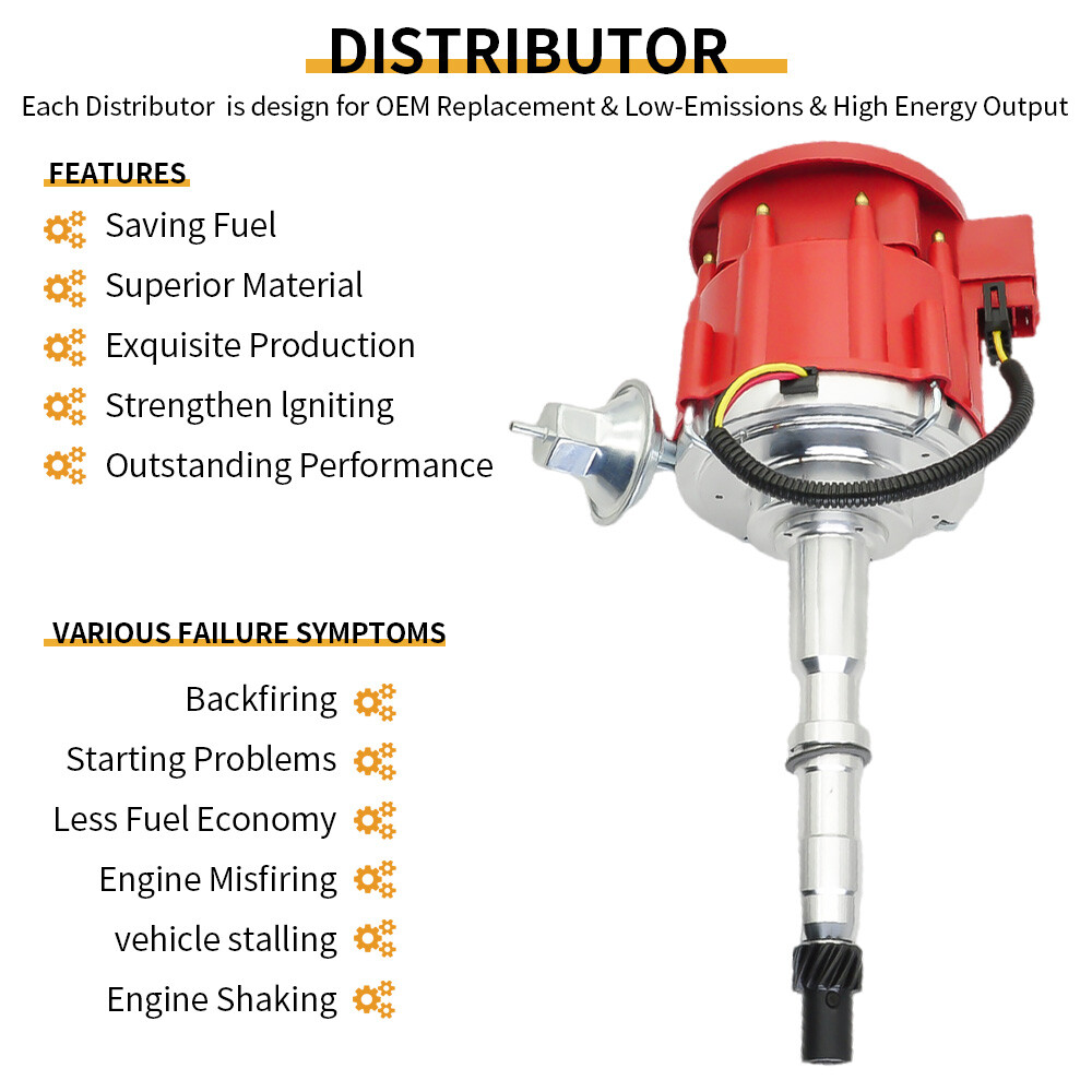 ✅for AMC/JEEP 1967-1990 290 304 360 390 401 HEI DISTRIBUTOR + RED Plug Wires USA