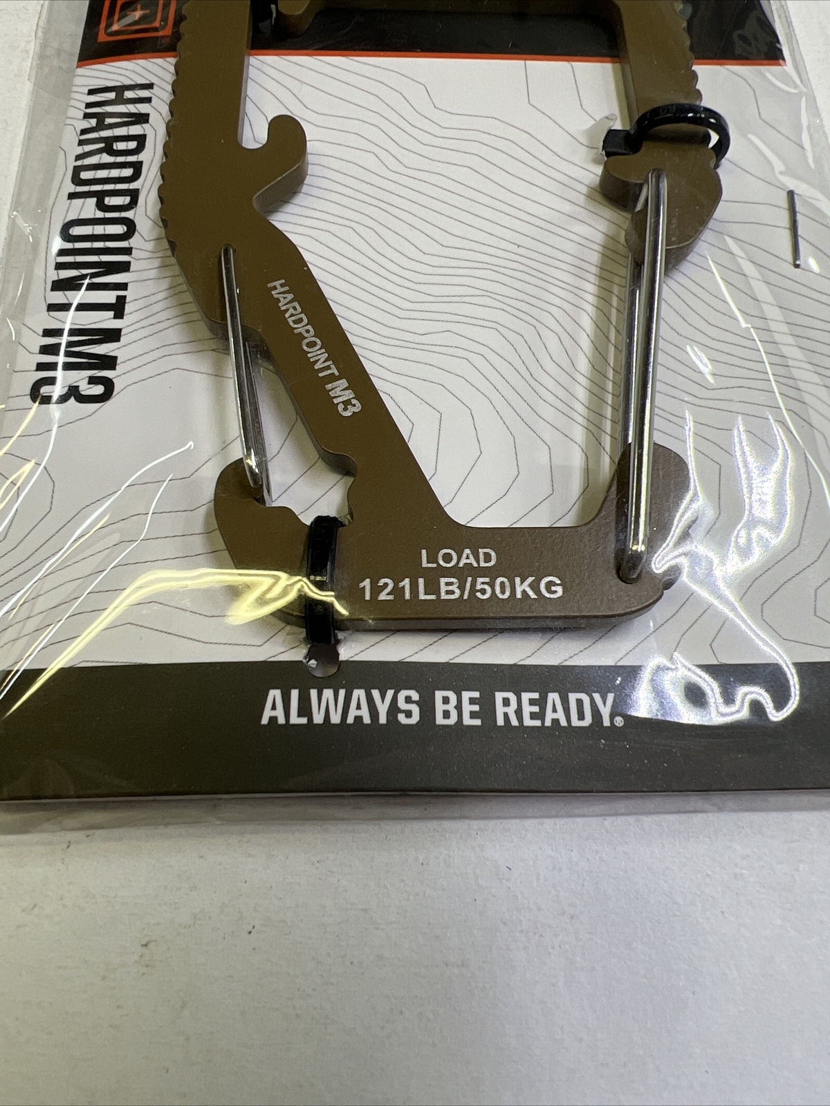 5.11 Hardpoint M3 Coyote Molle Clip Carabiner PALS, HEXGRID 121LBS