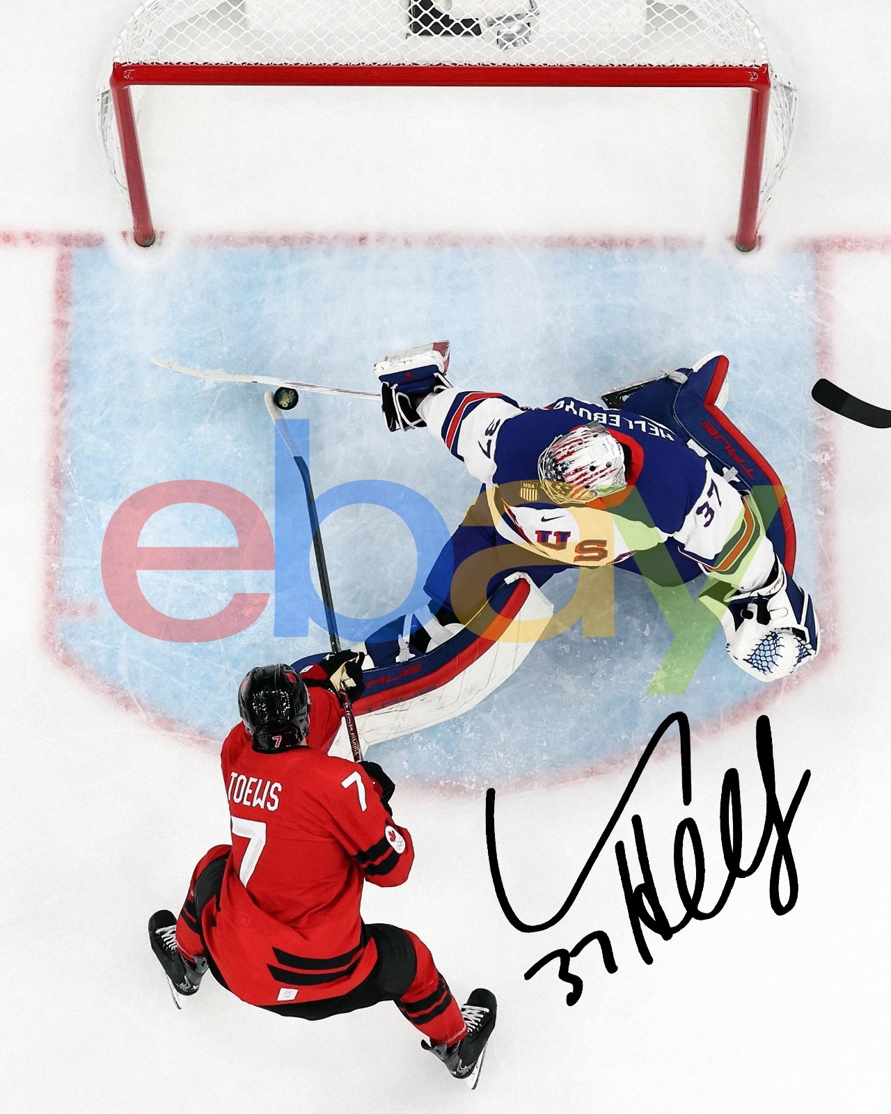 Connor Hellebuyck 2026 Olympic Stick Save Winnipeg Jets Auto 8x10 Photo REPRINT
