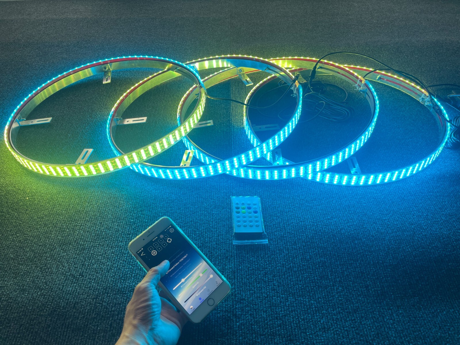 17.5" x4PCS Wheel Lights for Truck CHASING Quad Row LEDs Brightest APP + Remote