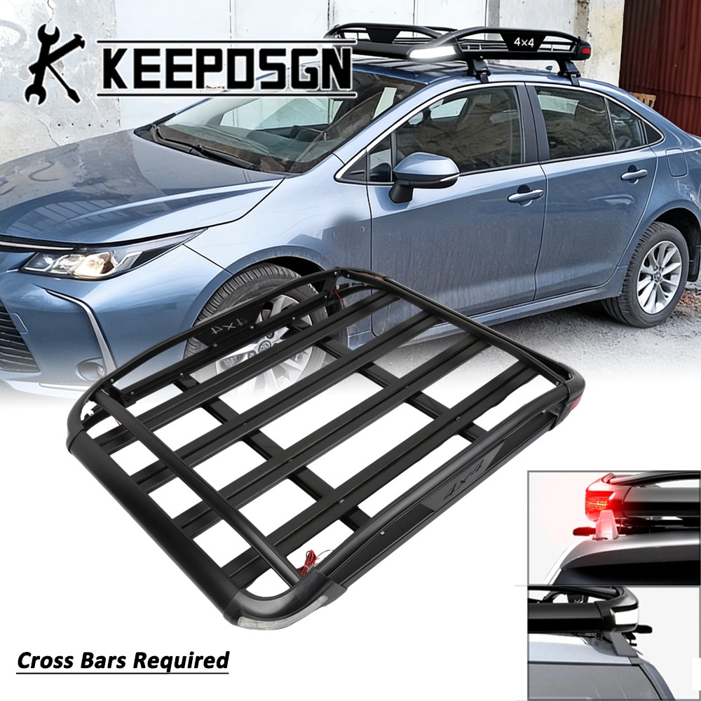 For Toyota Corolla Aluminum Top Roof Rack Cargo Carrier Basket Holder LED Lights