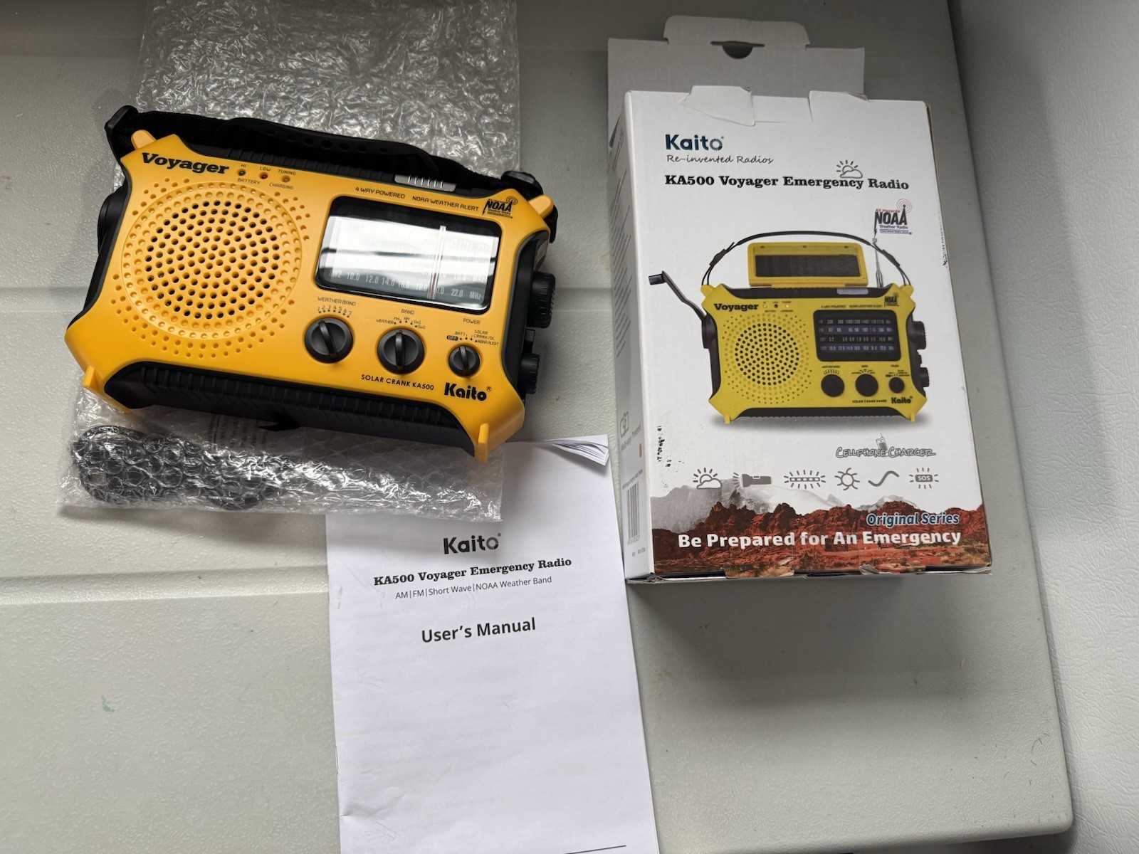 Kaito KA500 AM FM Shortwave Solar Crank Emergency Weather Alert Radio Yellow