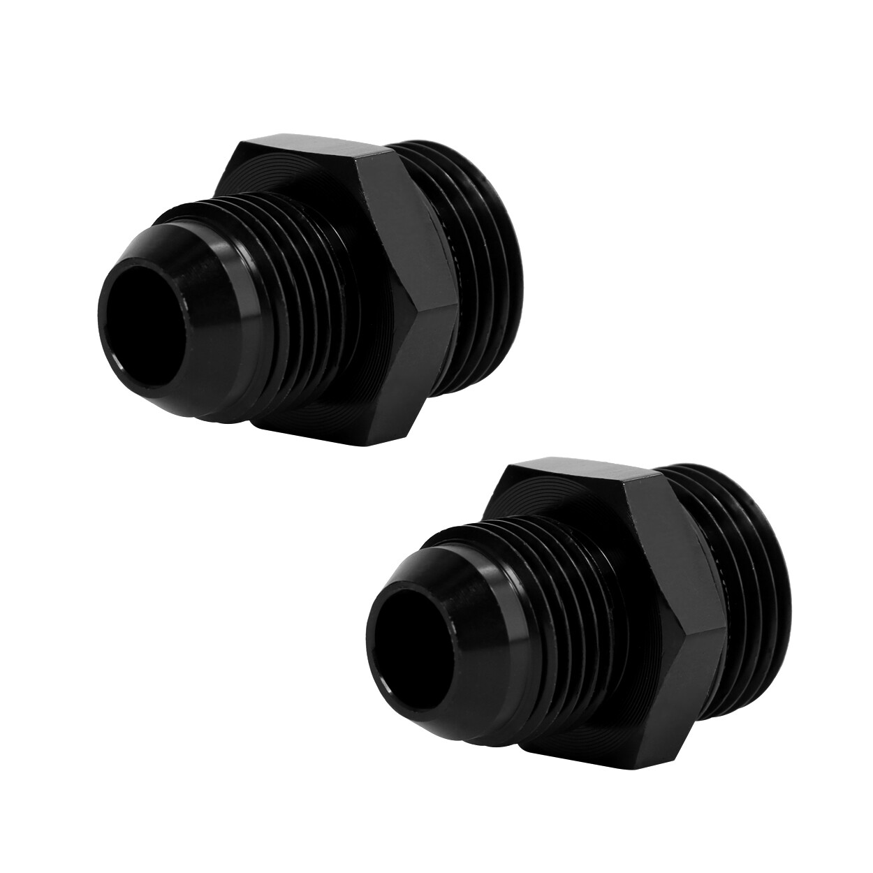 LokoCar 8AN Flare to 10AN ORB Male Fuel Rail Adapter Fitting Black 2Pcs