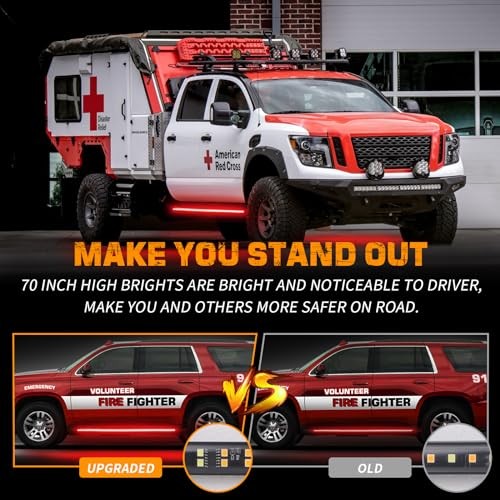 2PCS 60 inch Emergency Lights Strip 720 LED Running Board Strobe Lights Red