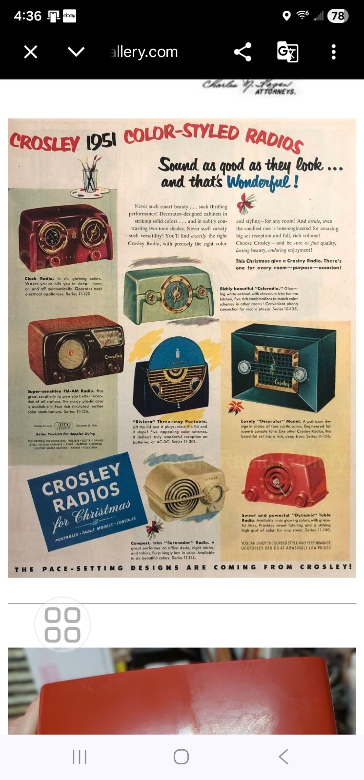 1951 Crosley "Bullseye" Tube Radio Mid-Century Atomic Era Model 11-100 Series