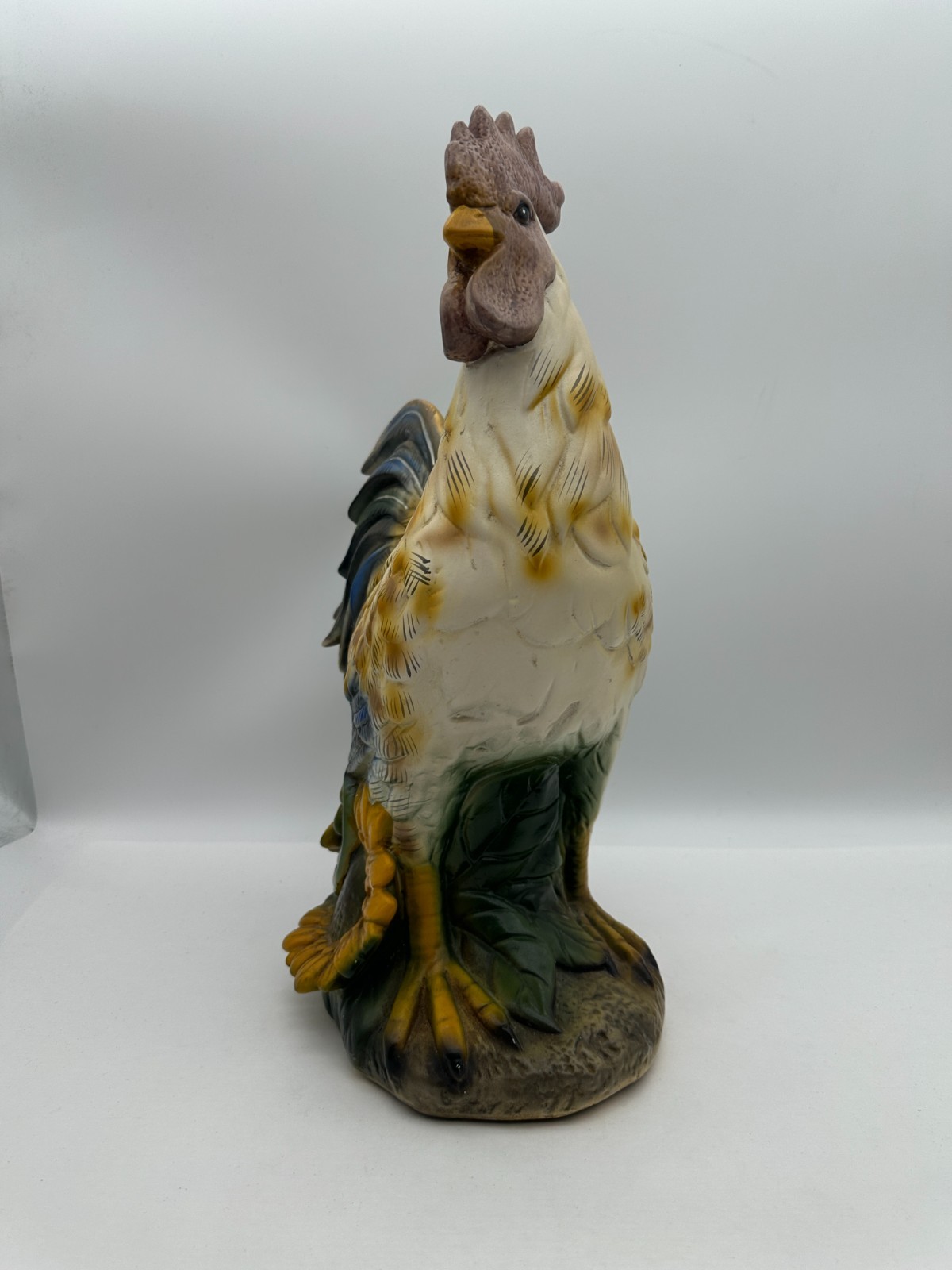 Large Ceramic Rooster Figurine Statue with Sunflowers French Country Decor 16.5"